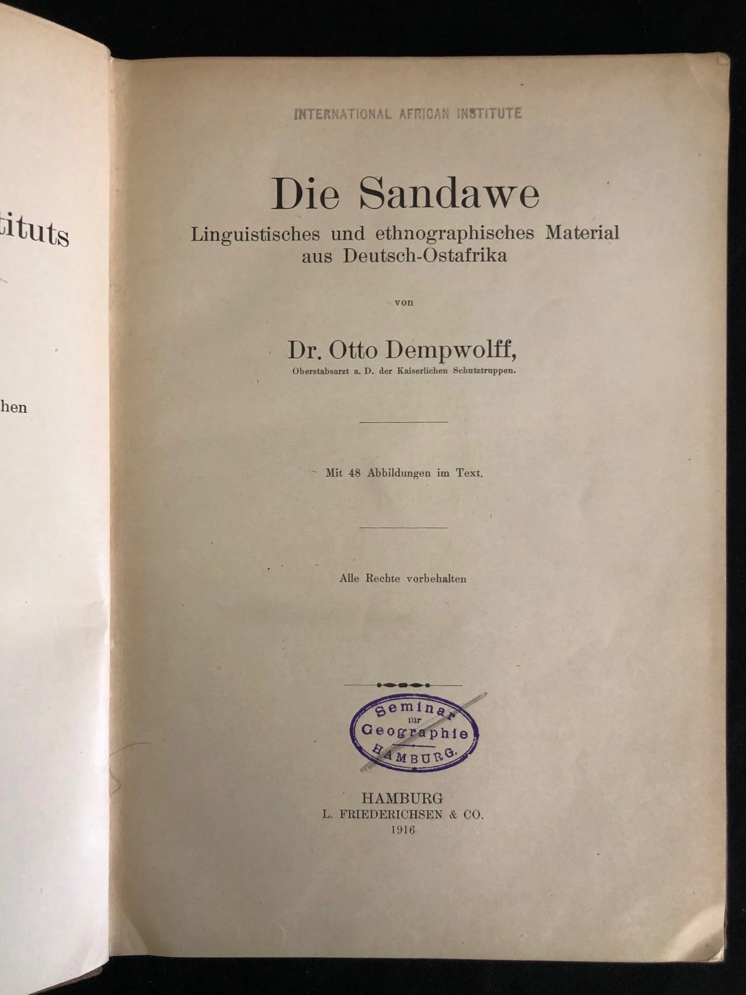Die Sandawe: Linguistisches und ethnographisches Material aus Deutsch-Ostafrika