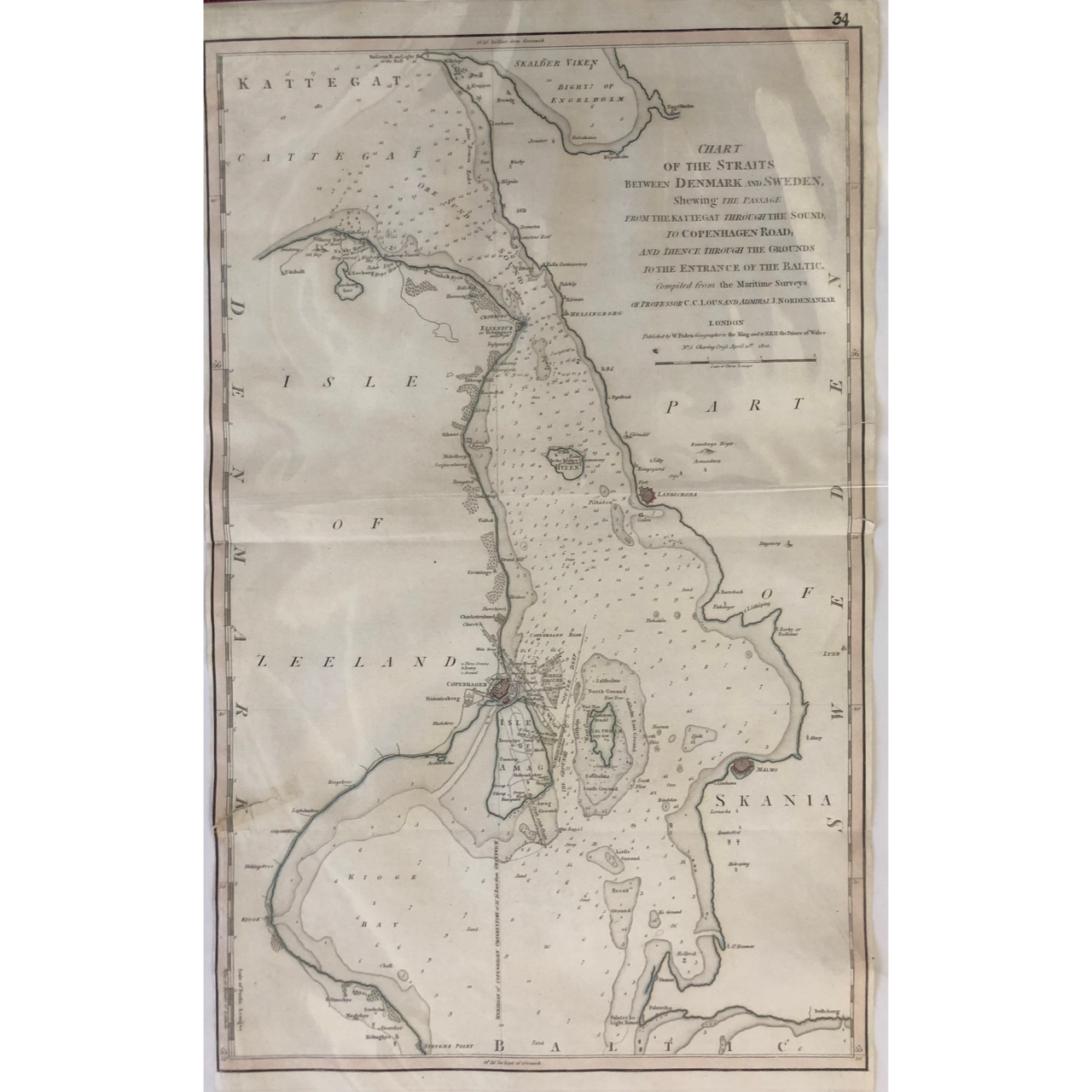 Sea Chart of The Straits between Denmark and Sweden (c.1801) R2,500