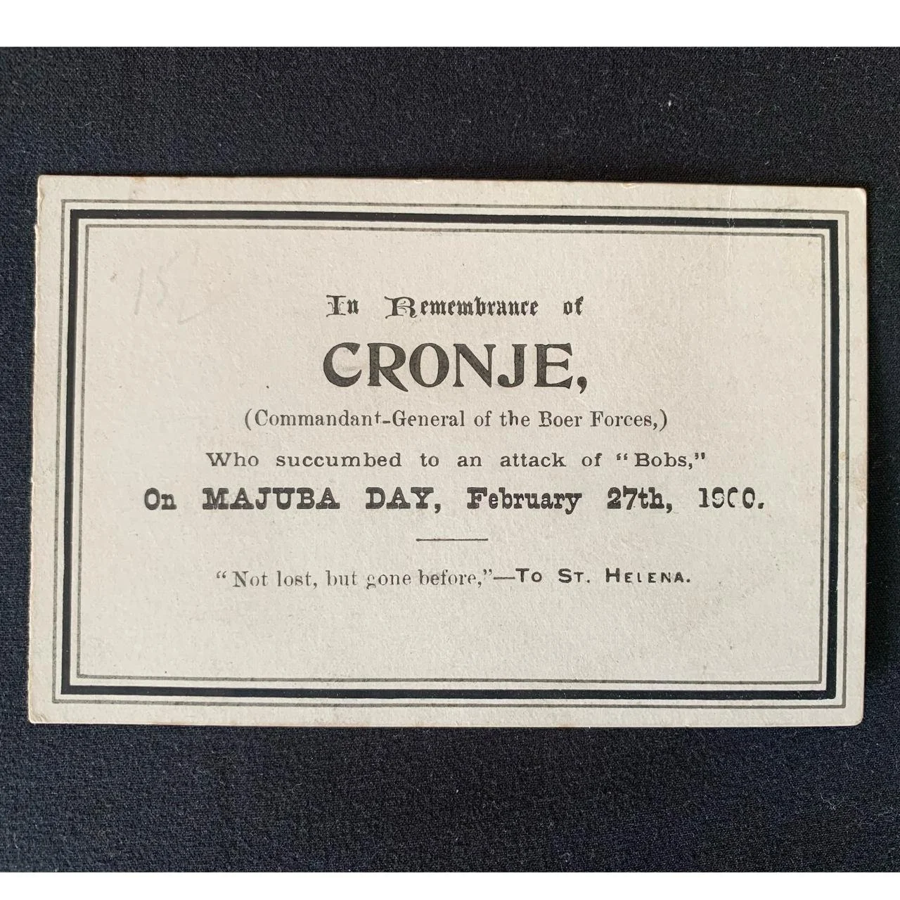 General Piet Cronje In Memoriam Card R1,000