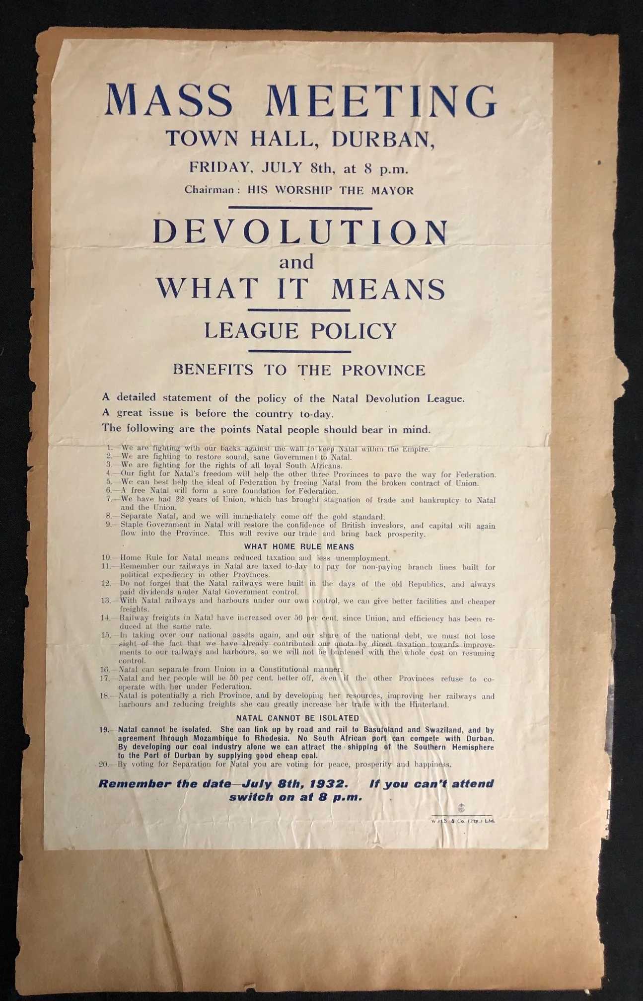 Poster: The 1932 secessionist crisis