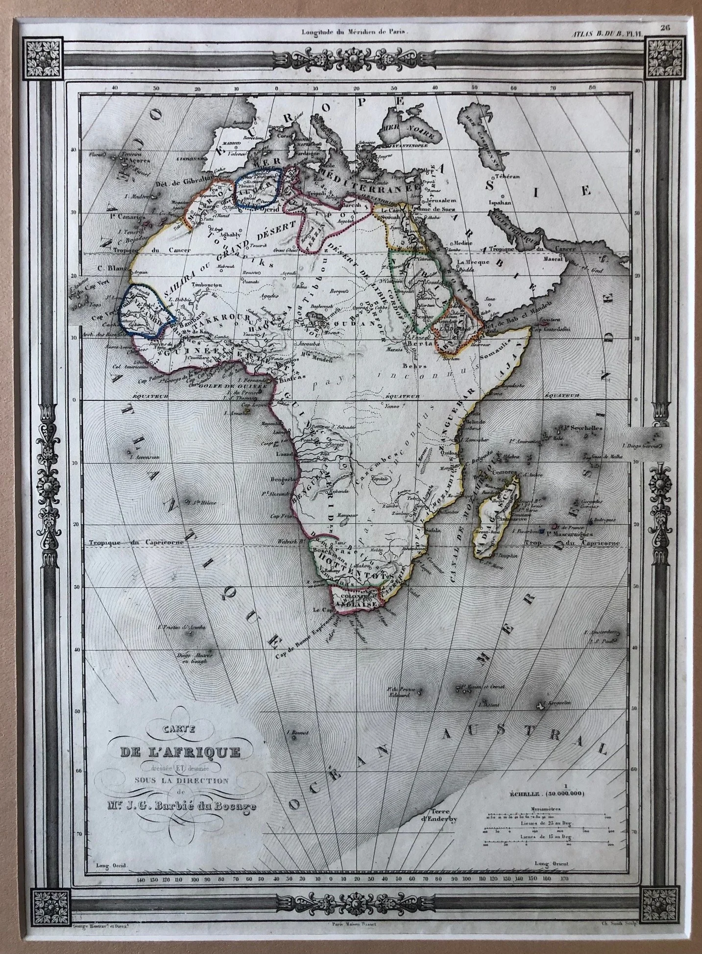 French map of Africa, by Jean-Denis Barbié du Bocage (c.1852)
