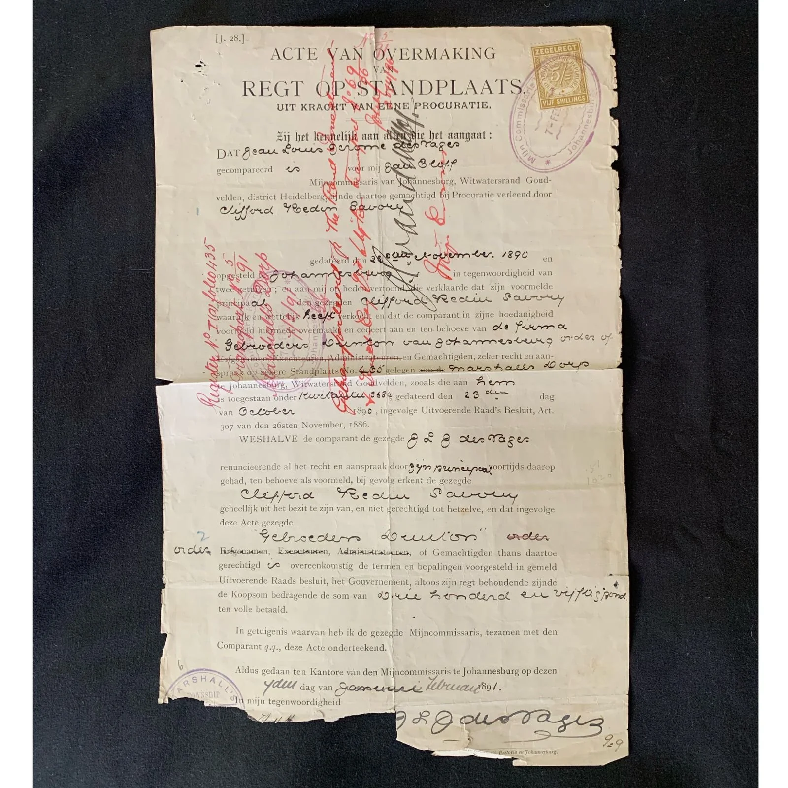 Deed of Transfer 1891 (Dutch) R1,250