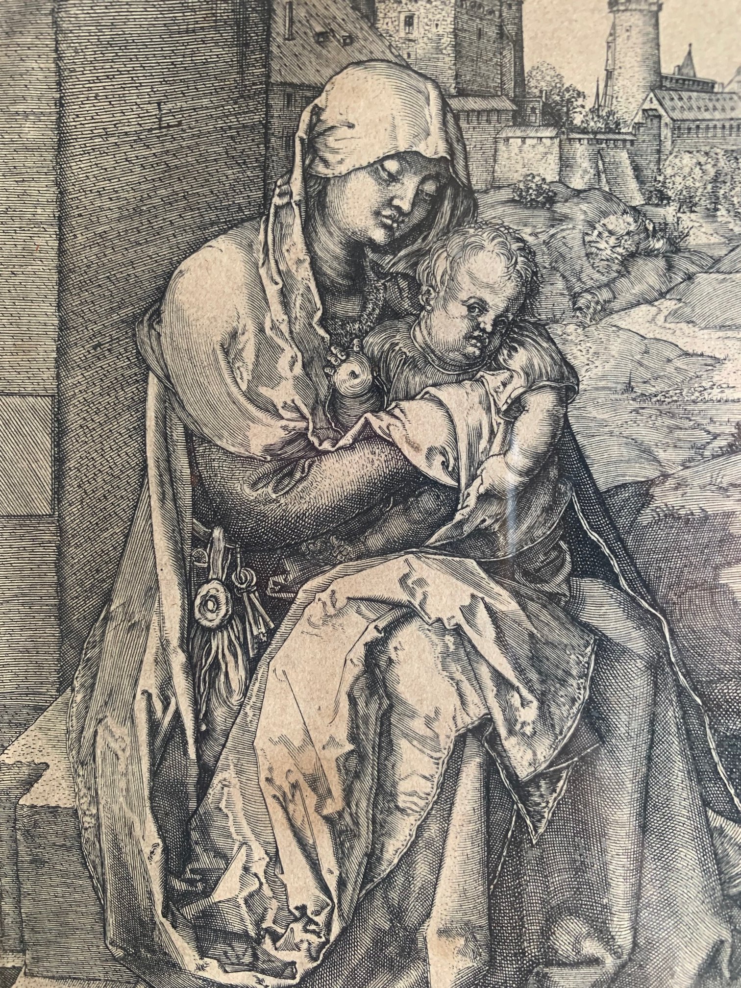 The Virgin Seated by a Wall after Albrecht Dürer