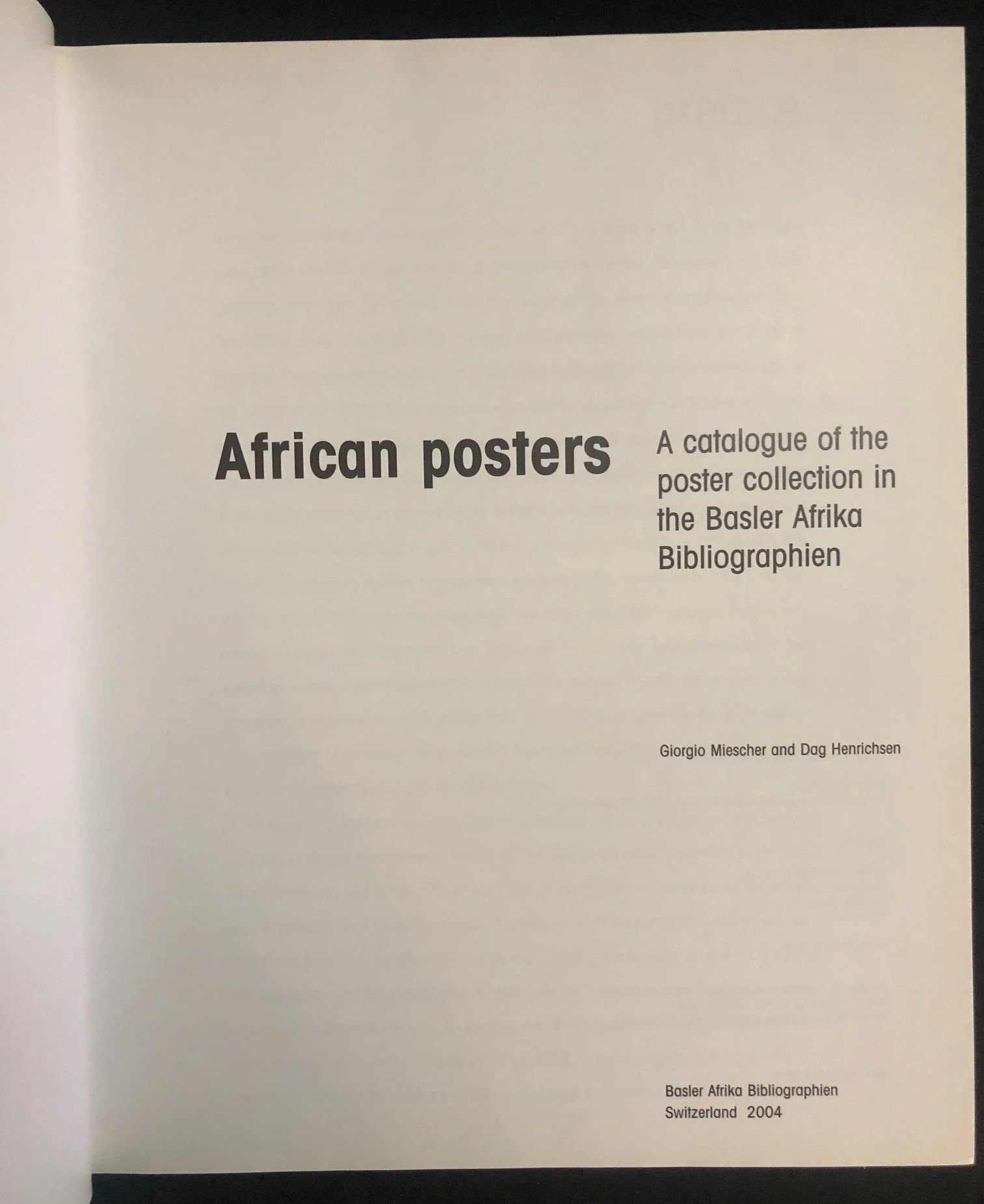 African Posters: Basler Afrika Bibliographien by Giorgio Miescher and Dag Henrichsen (2004)