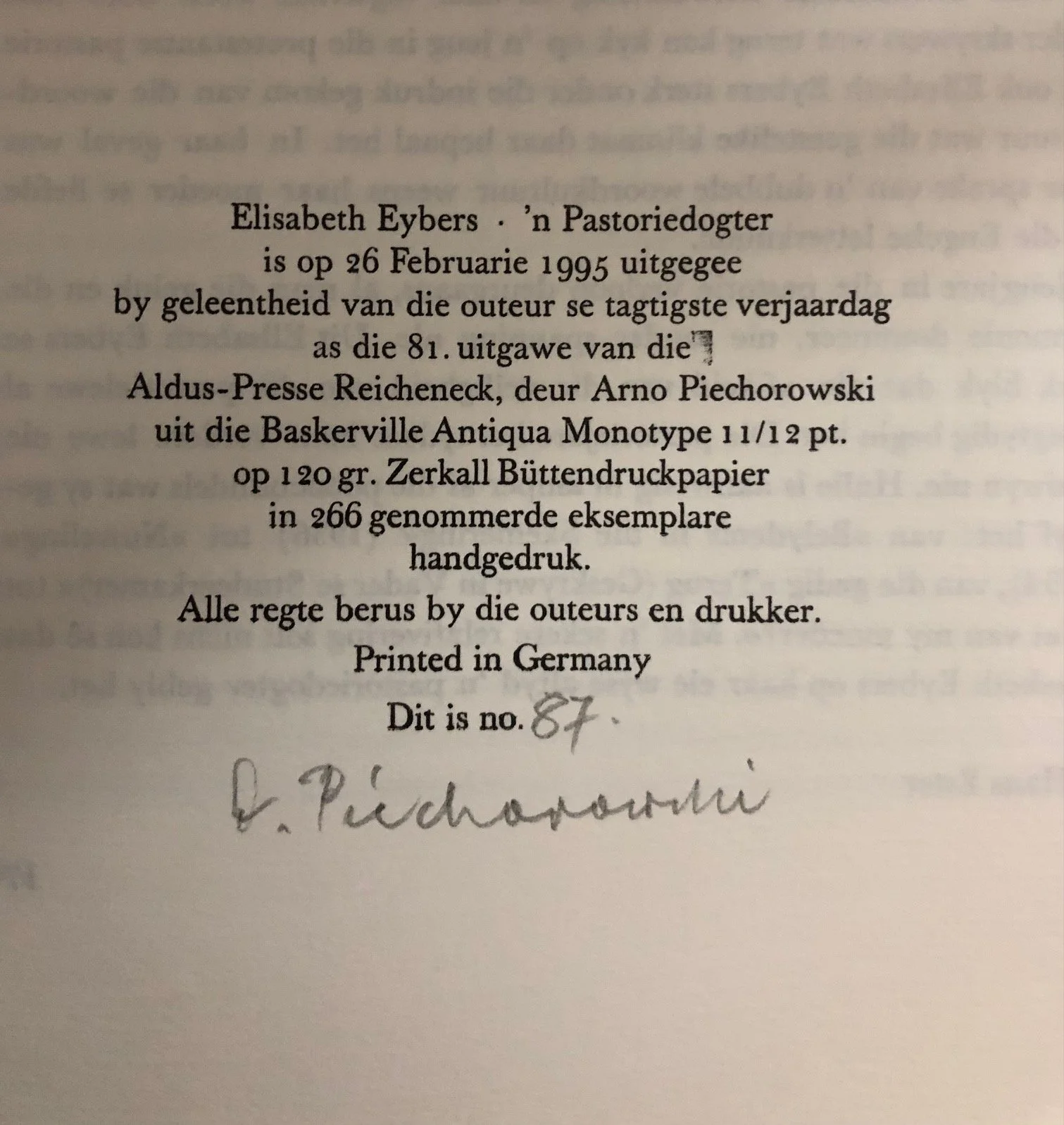 ‘n Pastoriedogter by Elisabeth Eybers, signed (1995) 5.jpg