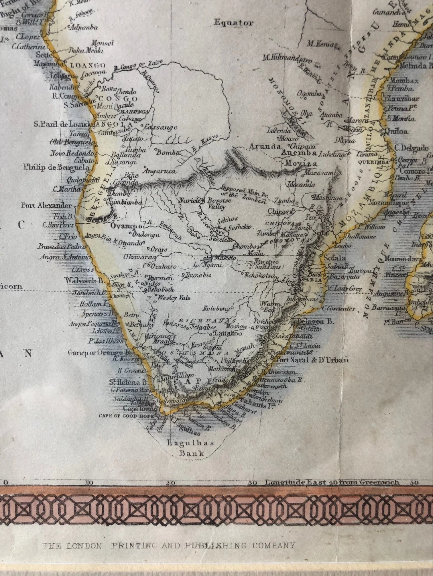 Map of Africa engraved by John Rapkin (c.1850)