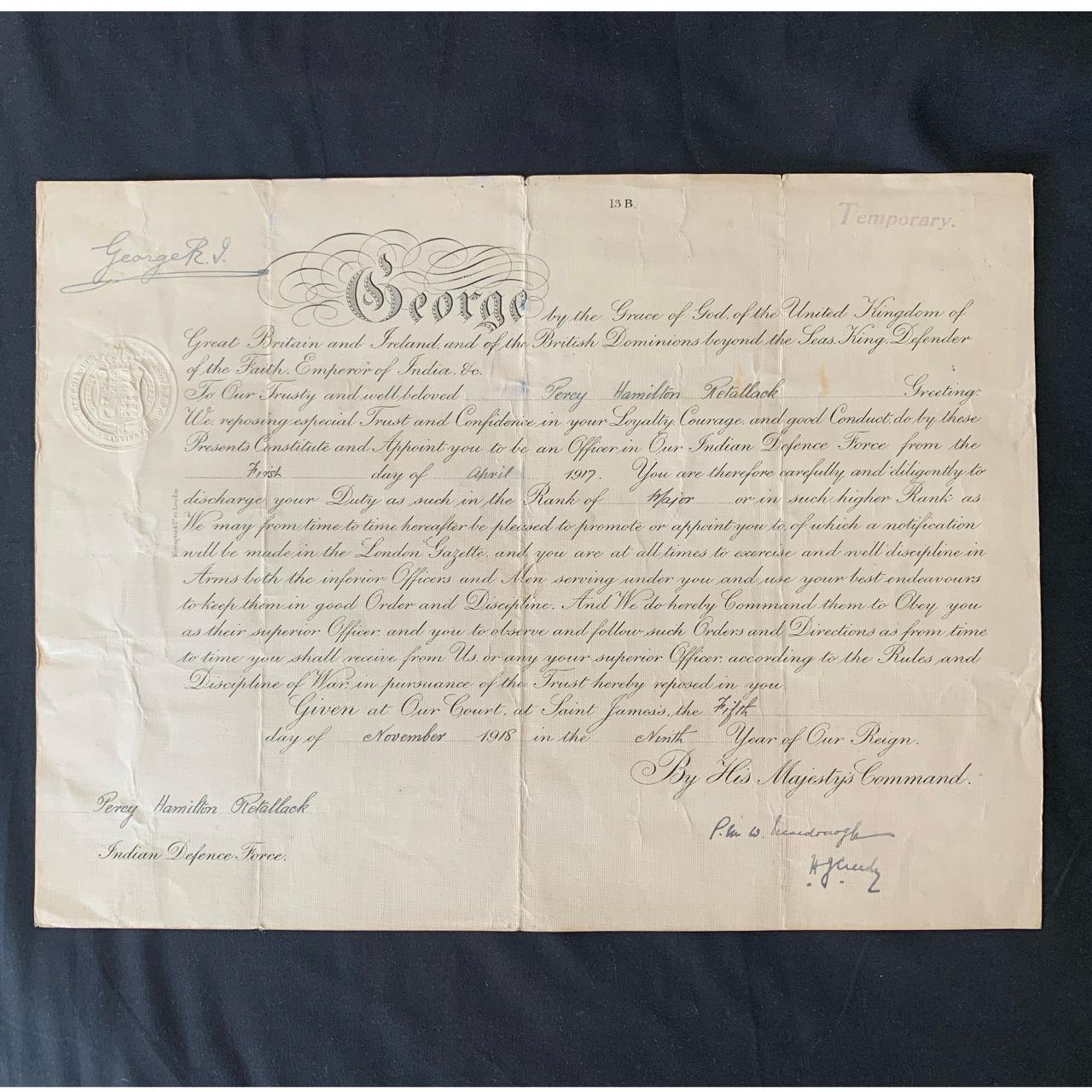 King George Deed of Commission 1917 R1,500