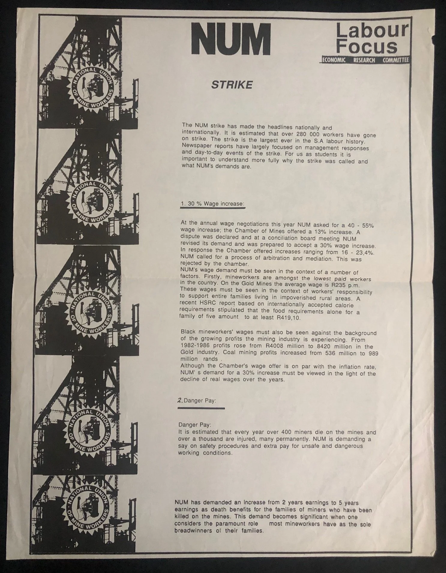 The 1987 NUM Miners' Strike & Student-Worker Solidarity