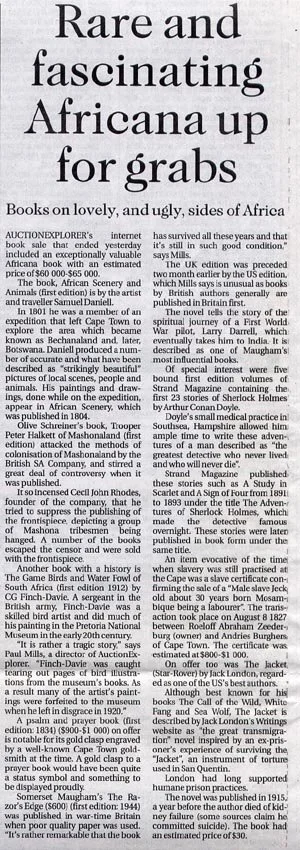 James Findlay – Rare and fascinating African up for grabs - Business Day 2003