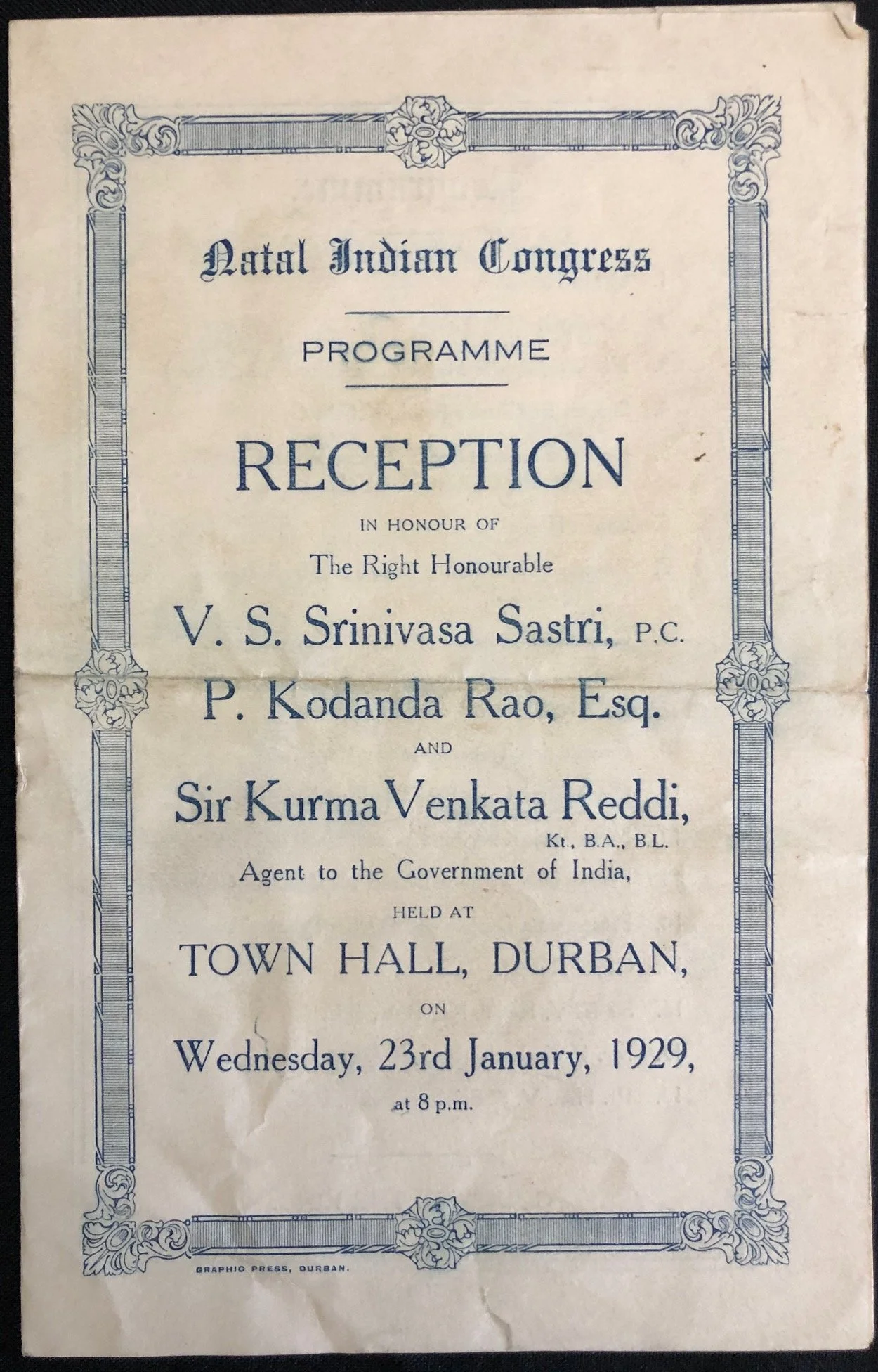 Natal Indian Congress Ephemera c.1928. (4)