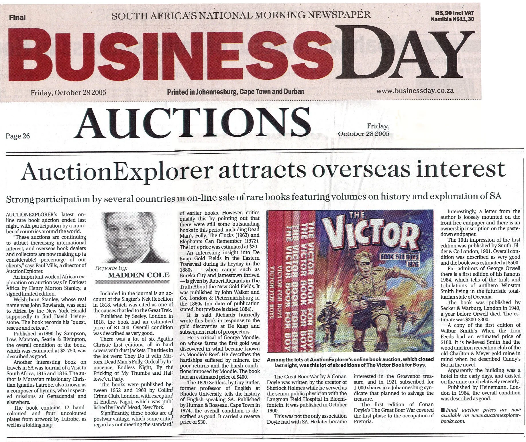 James Findlay appearing in Business Day 28 October  2005