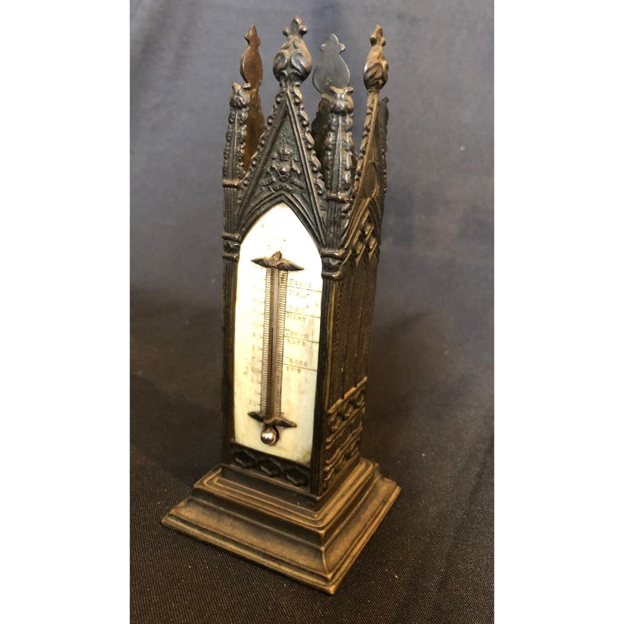 A Victorian cast brass and bone desk thermometer c.1850 R6,500