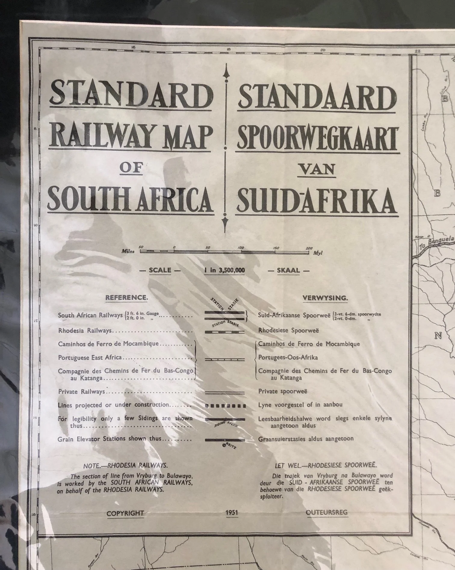 Standard Railway Map of South Africa (1951) 