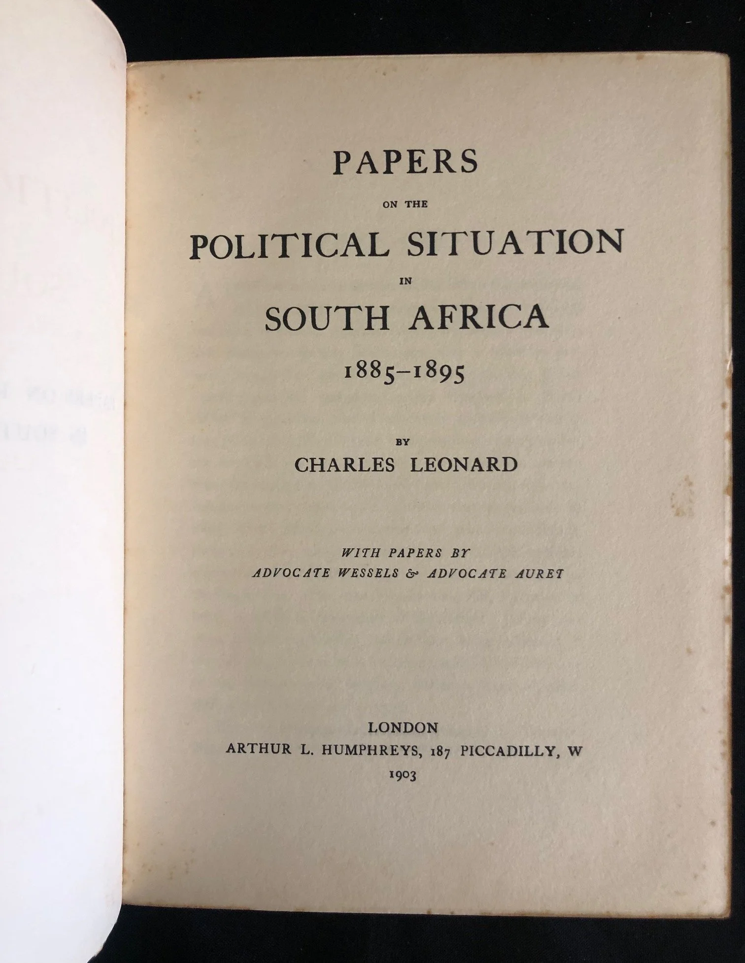 Jameson Raid: Papers on The Political Situation by Charles Leonard (1903)