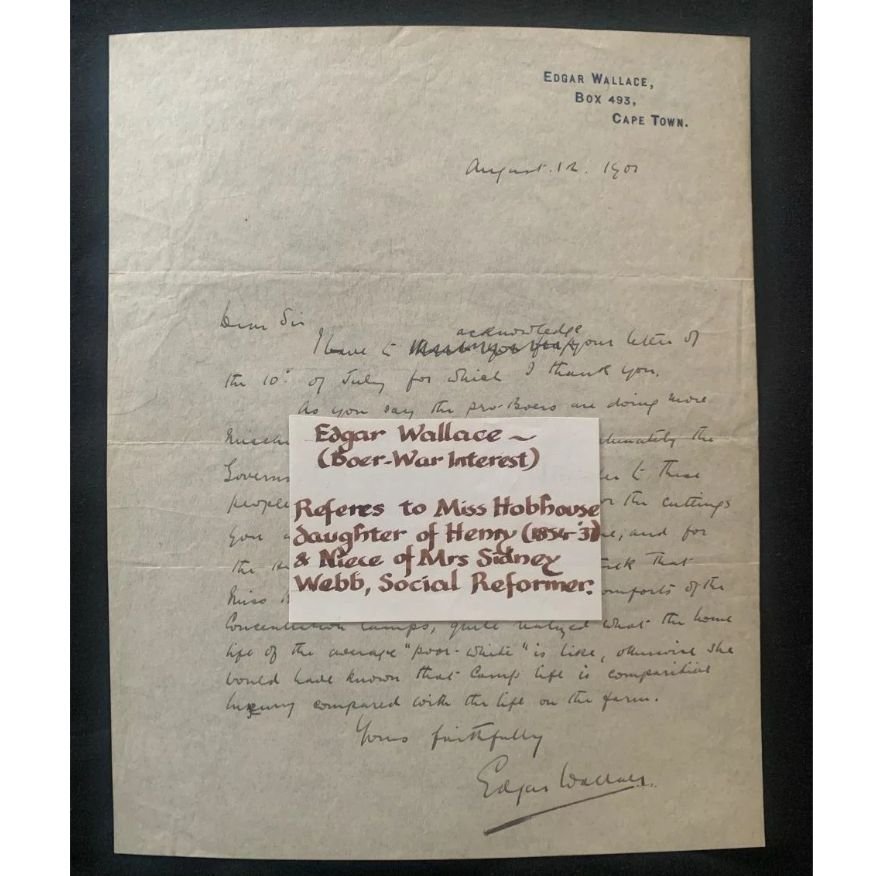 Edgar Wallace writing about Emily Hobhouse 1901 R20,000