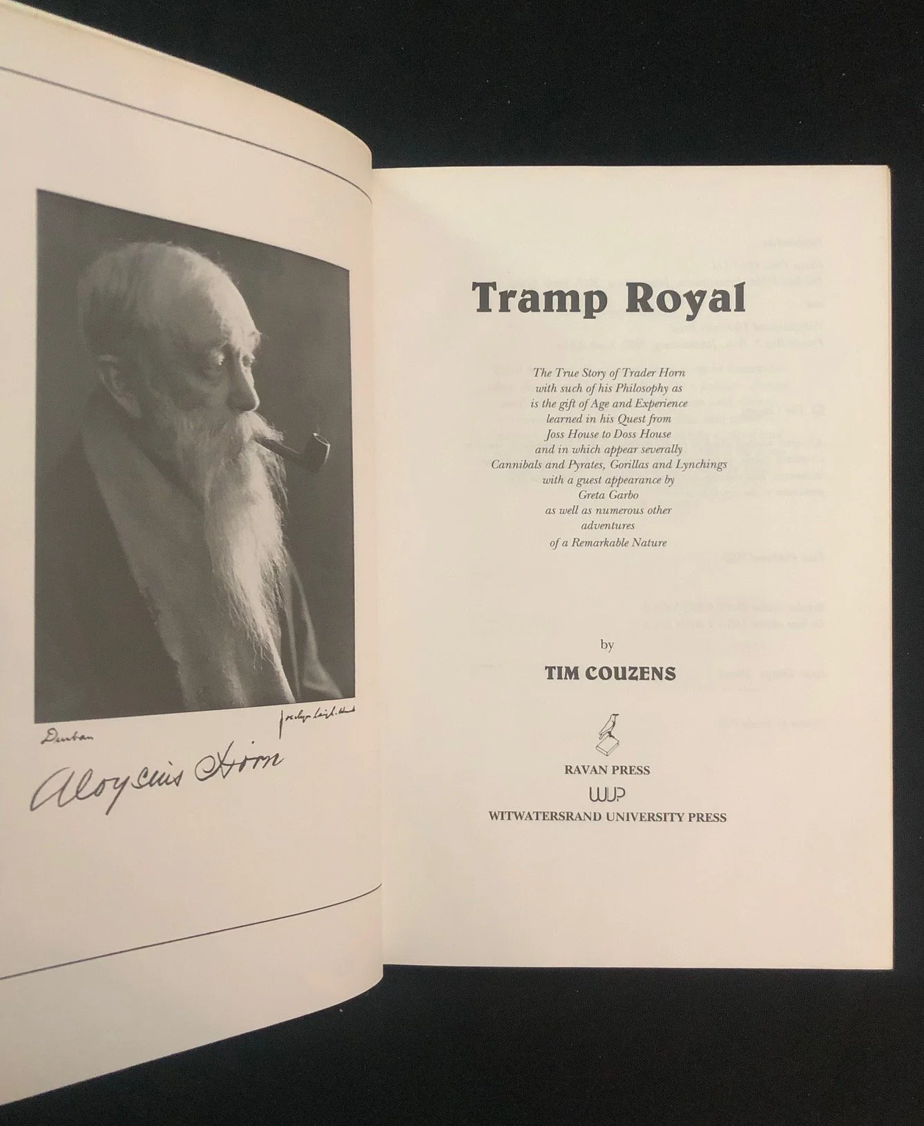 Tramp Royal: The True Story of Trader Horn by Tim Couzens. 
Limited edition (1992)