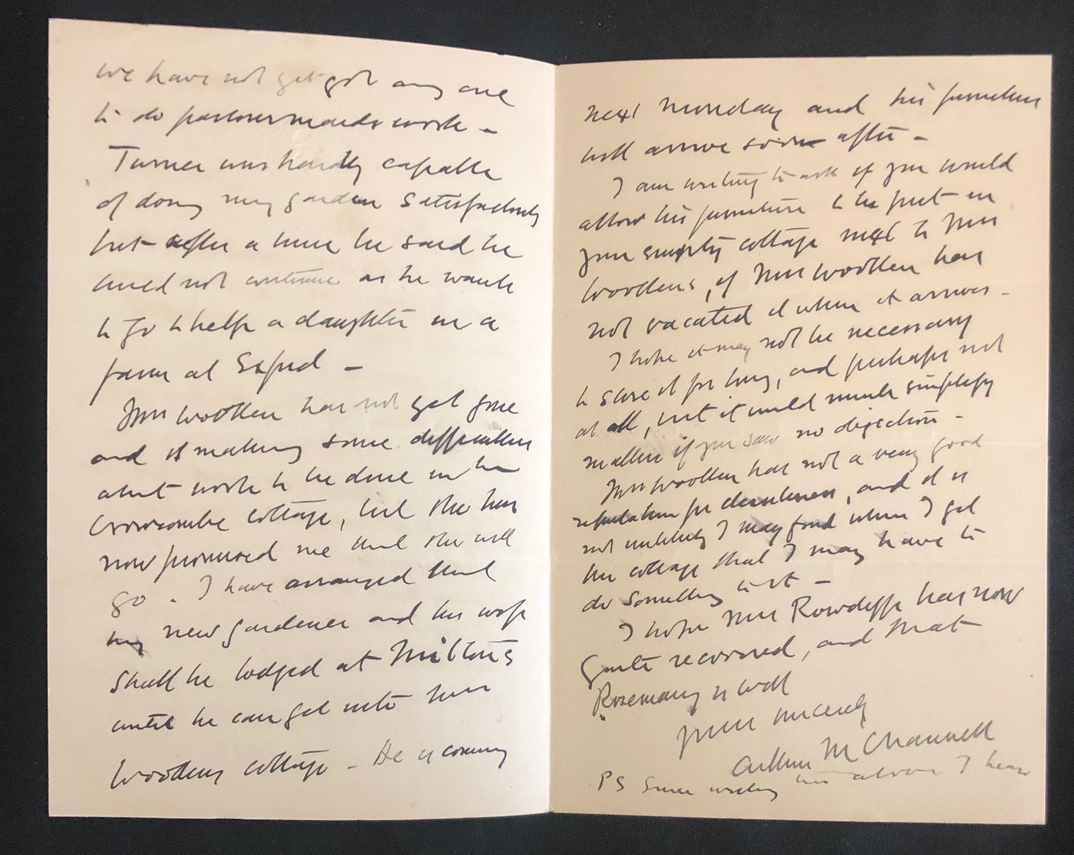 Letter by Sir Arthur Moseley Channell,English High Court judge (1916)