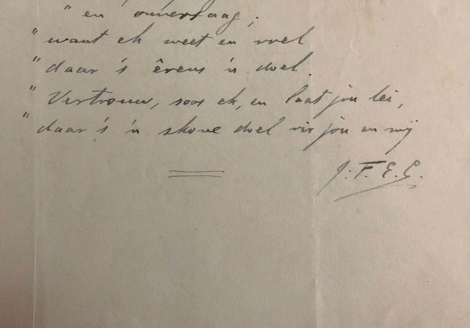 Manuscript poem titled "Die Molevliet" (The Mill Stream) 
By Jan F.E. Celliers (c.1920)