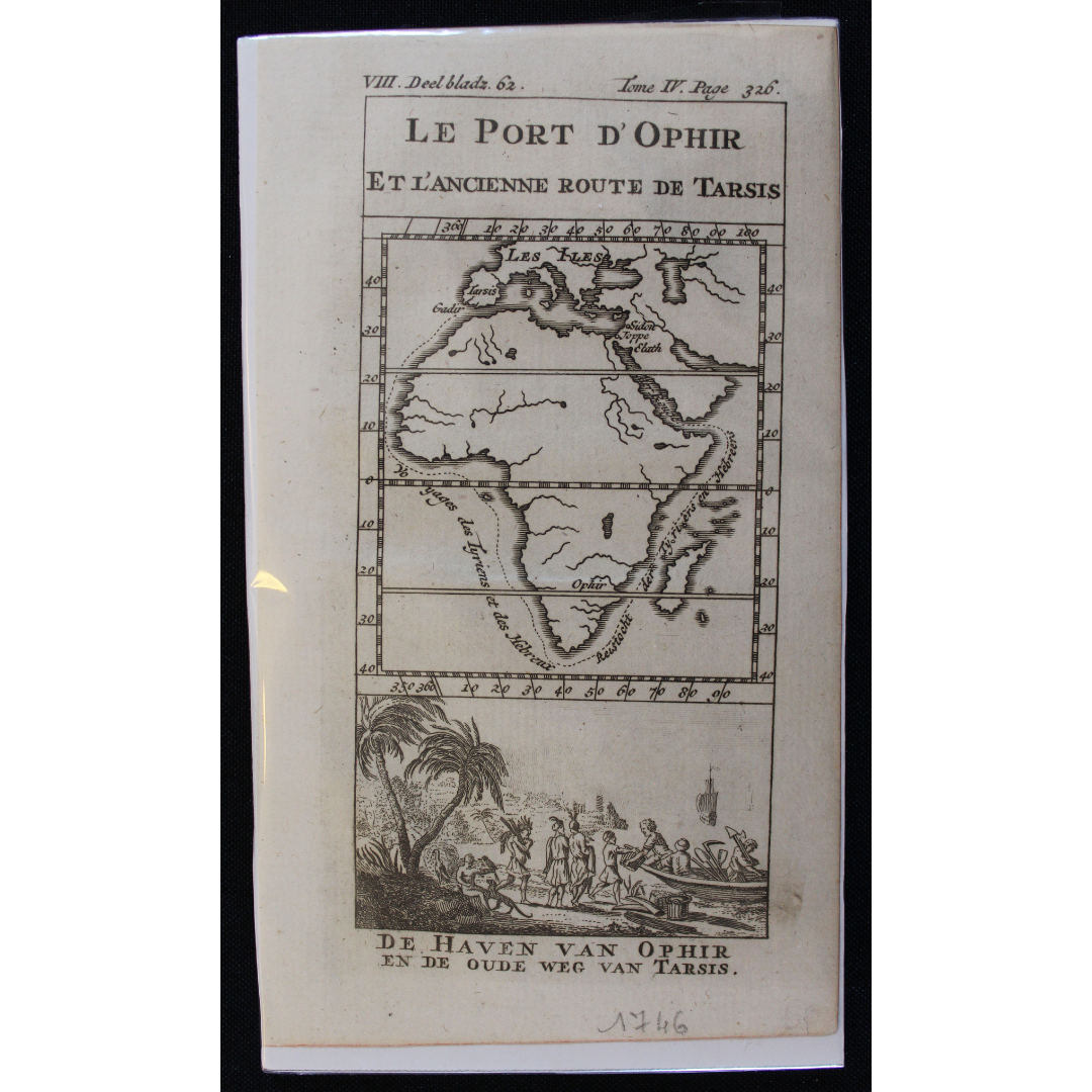 Map of Africa and the Biblical Treasure City of Ophir c.1746 R2,500