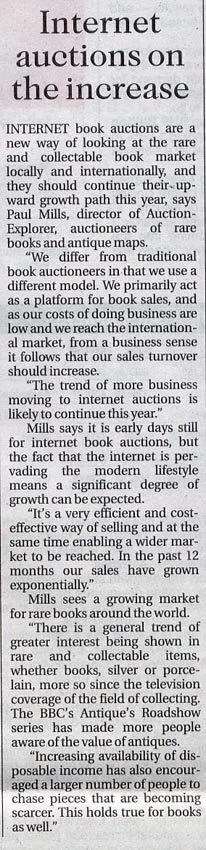 James Findlay – Internet auctions on the increase - Business Day 2003