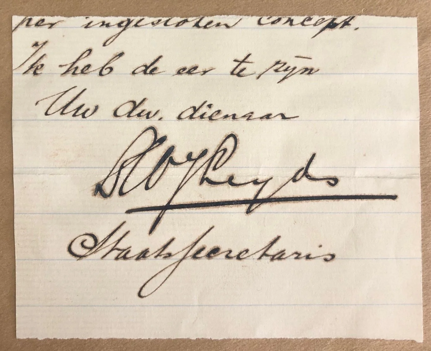 Signature of Dr. Willem Johannes Leyds of the Z.A.R. (c.1895)