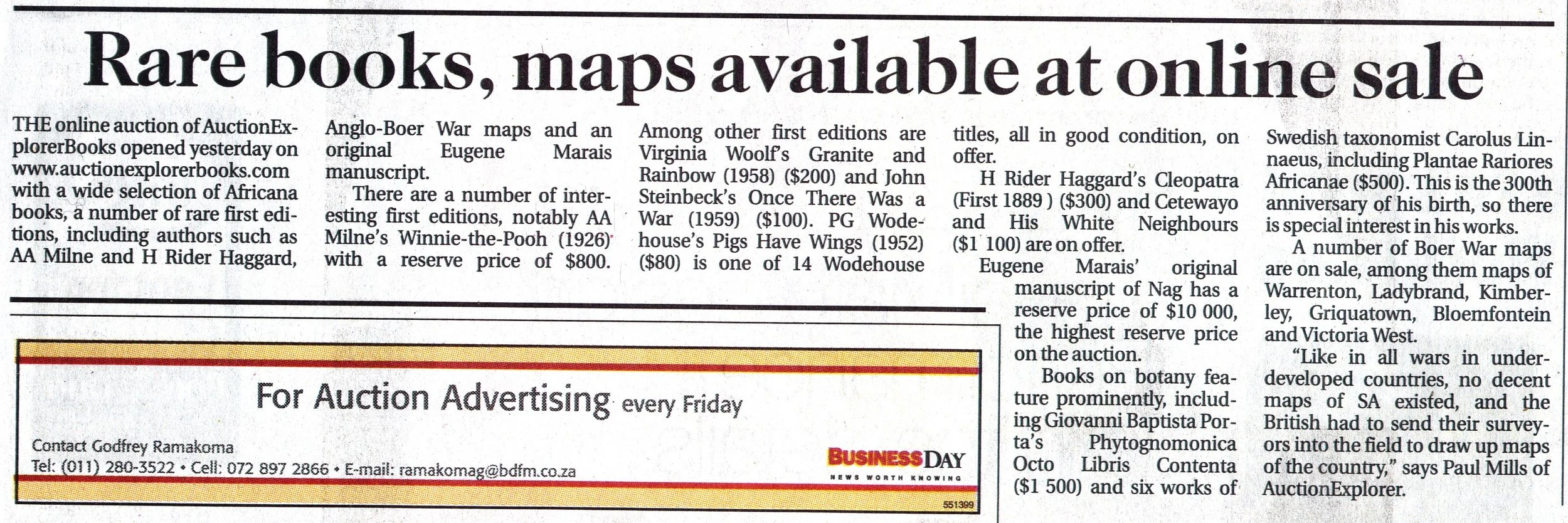 James Findlay appearing in Business Day 8 June 2007