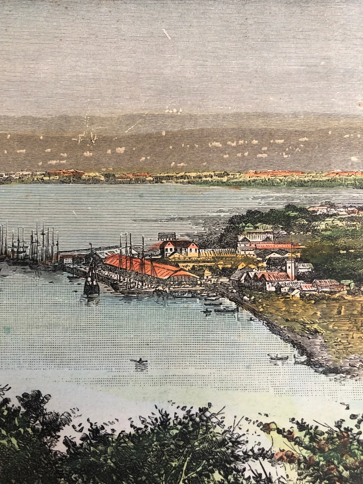 Woodcut of "PORT NATAL AND DURBAN. VIEW TAKEN FROM THE BLUFF." (c.1880)