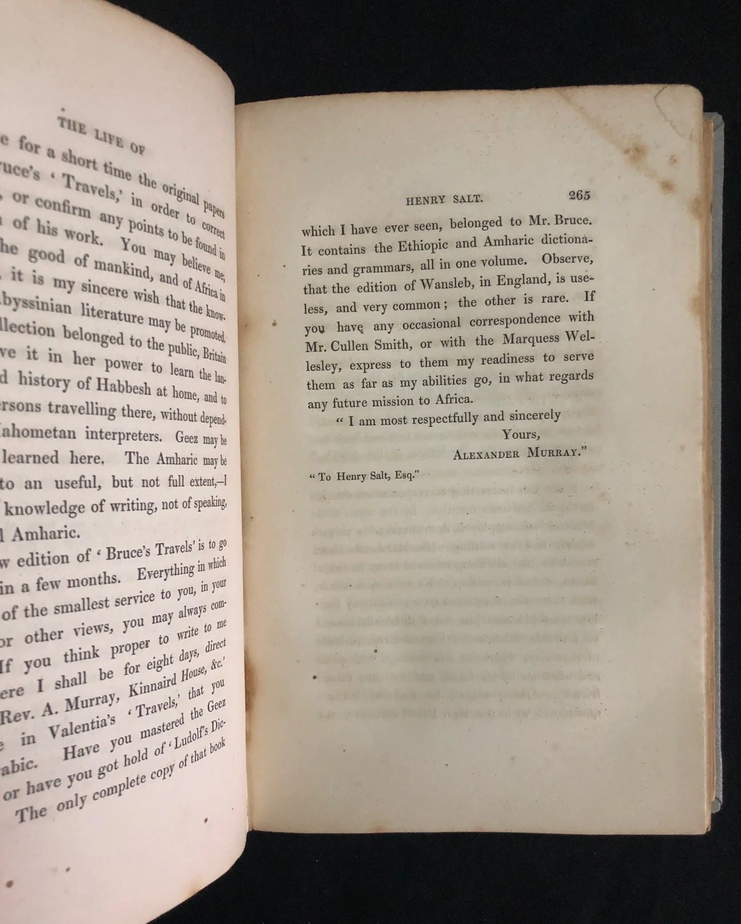 Two-volume Biography of Henry Salt, published in 1834 by his close friend, the painter J. J. Halls.