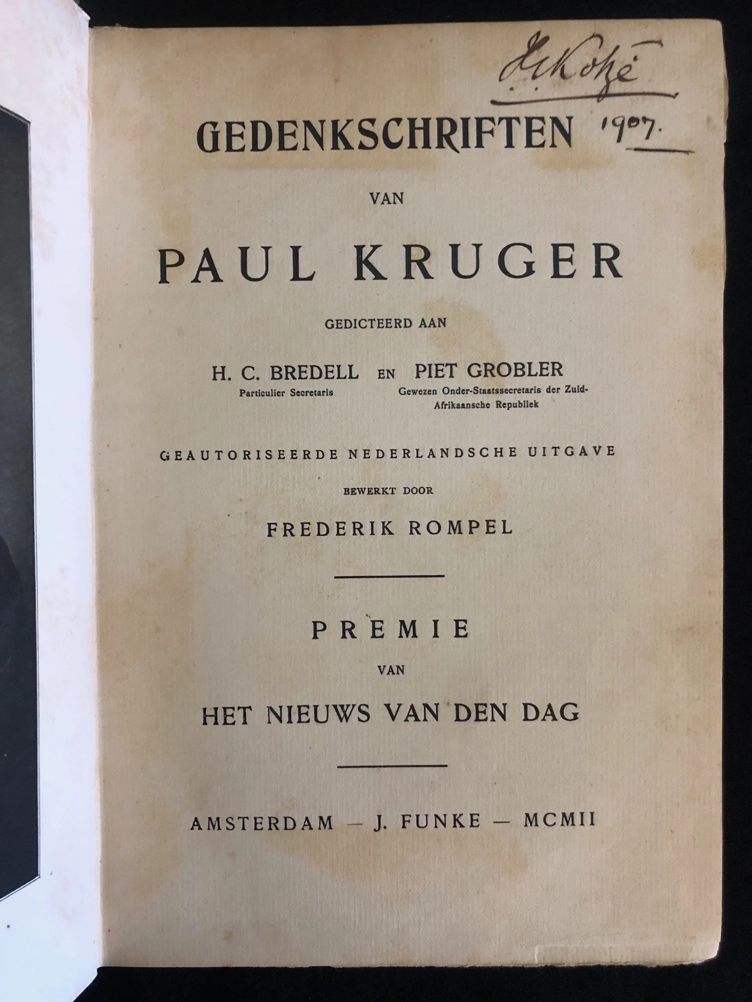 Paul Kruger’s Memoirs, Judge Kotze Association copy (1902)