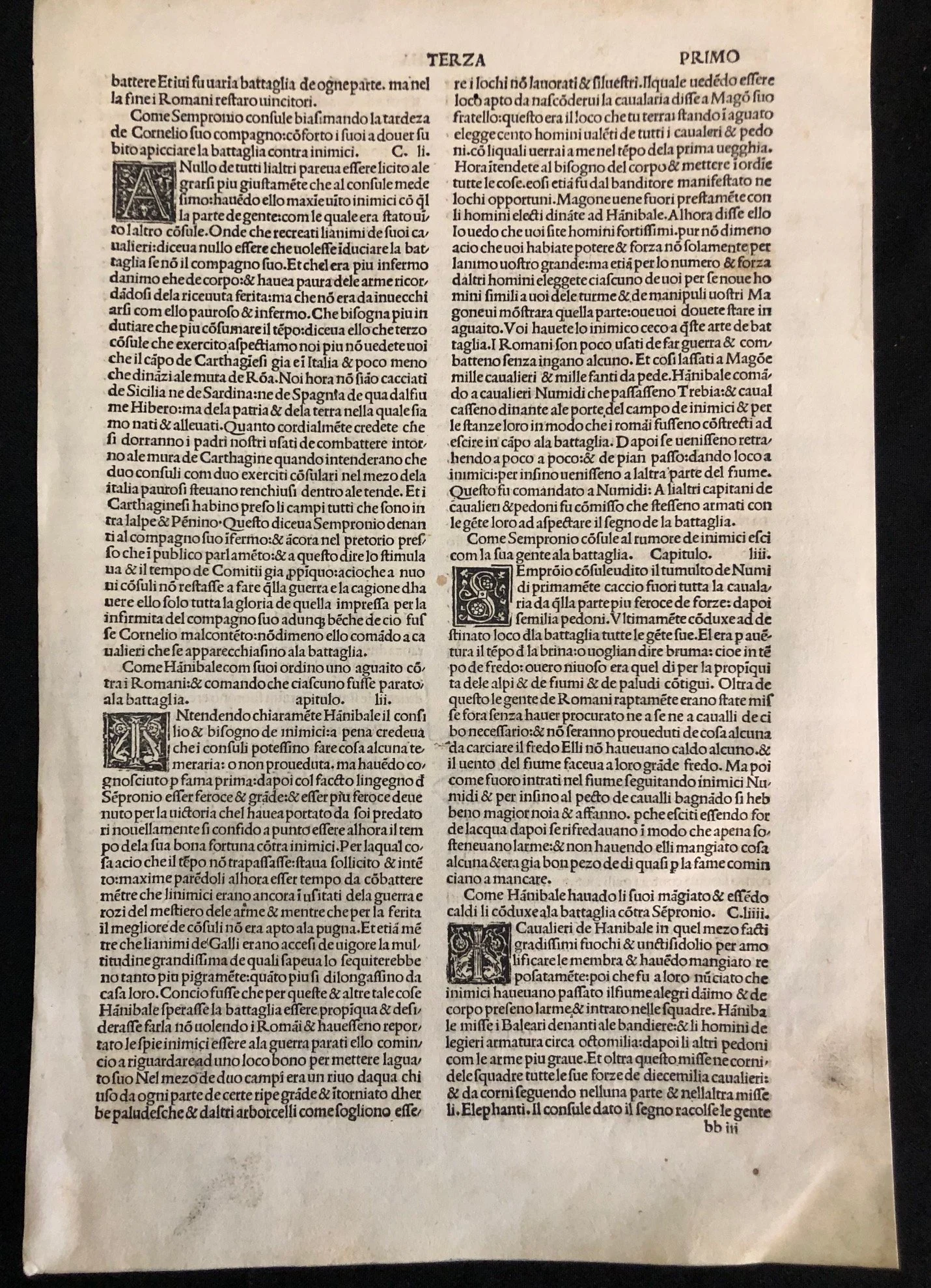 A leaf from Livy’s Ab Urbe Condita (History of Rome) Hannibal at the Battle of the Trebia c.1500