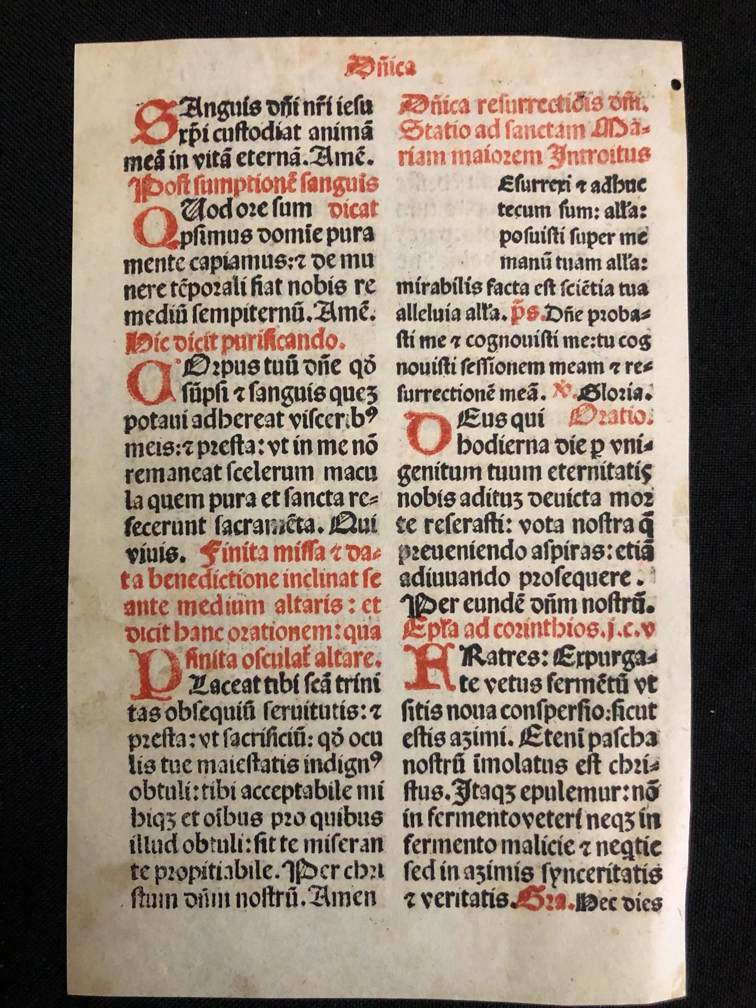 A leaf from a late 15th-century incunable Missal