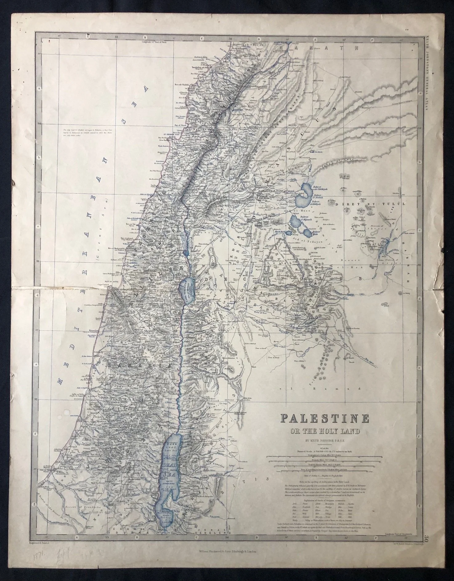 "Palestine or the Holy Land" by Scottish cartographer Alexander Keith Johnston (c.1871)