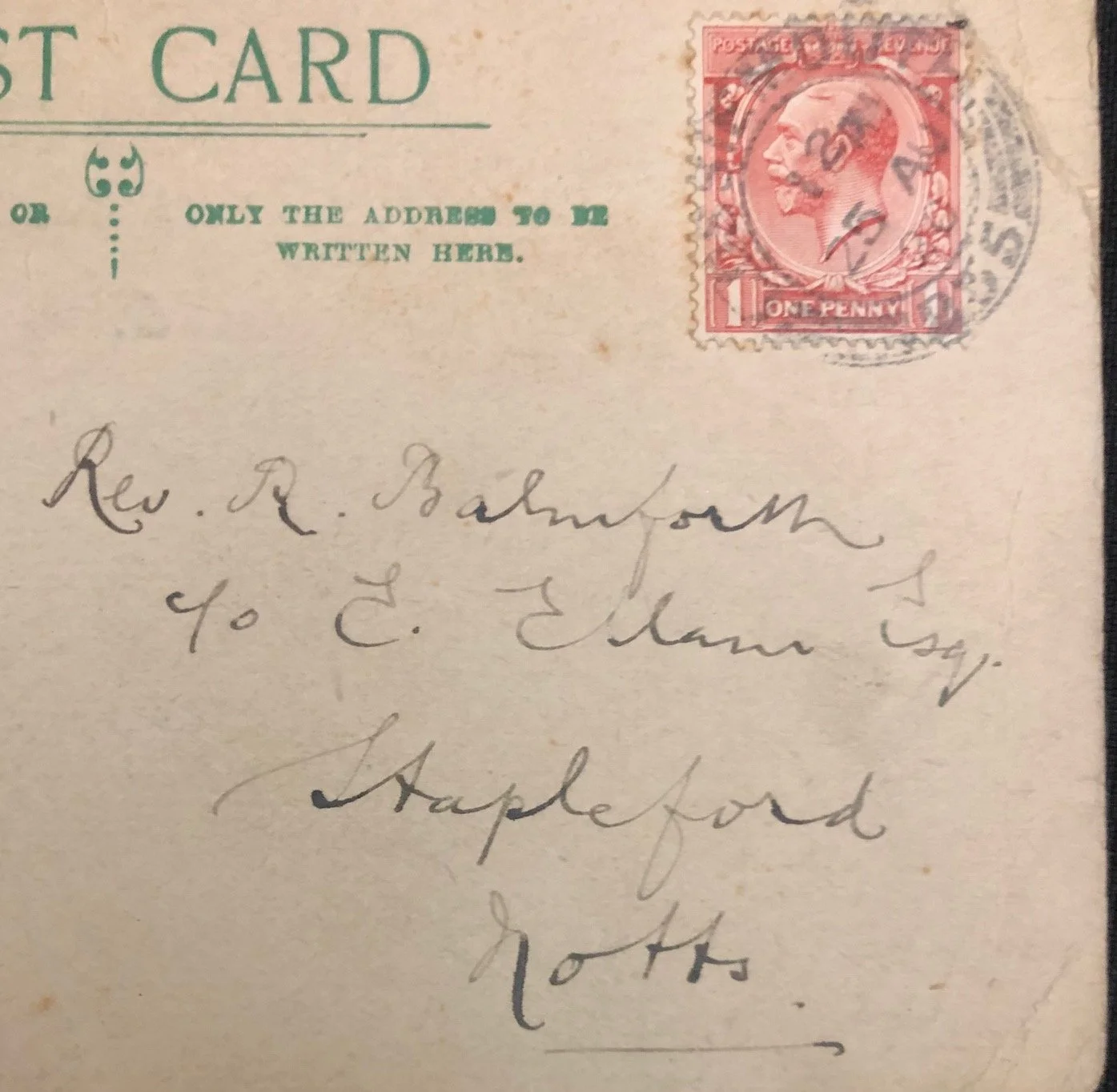 Postcard written by Labour PM, James Ramsay MacDonald. 1920.