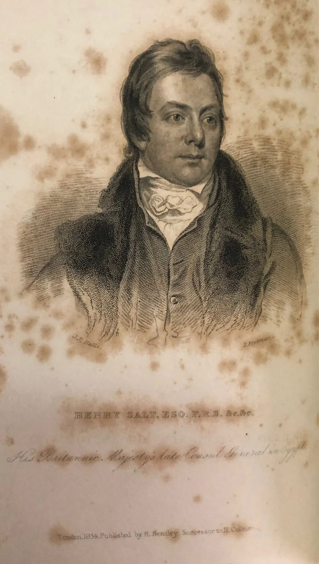 Two-volume Biography of Henry Salt, published in 1834 by his close friend, the painter J. J. Halls.