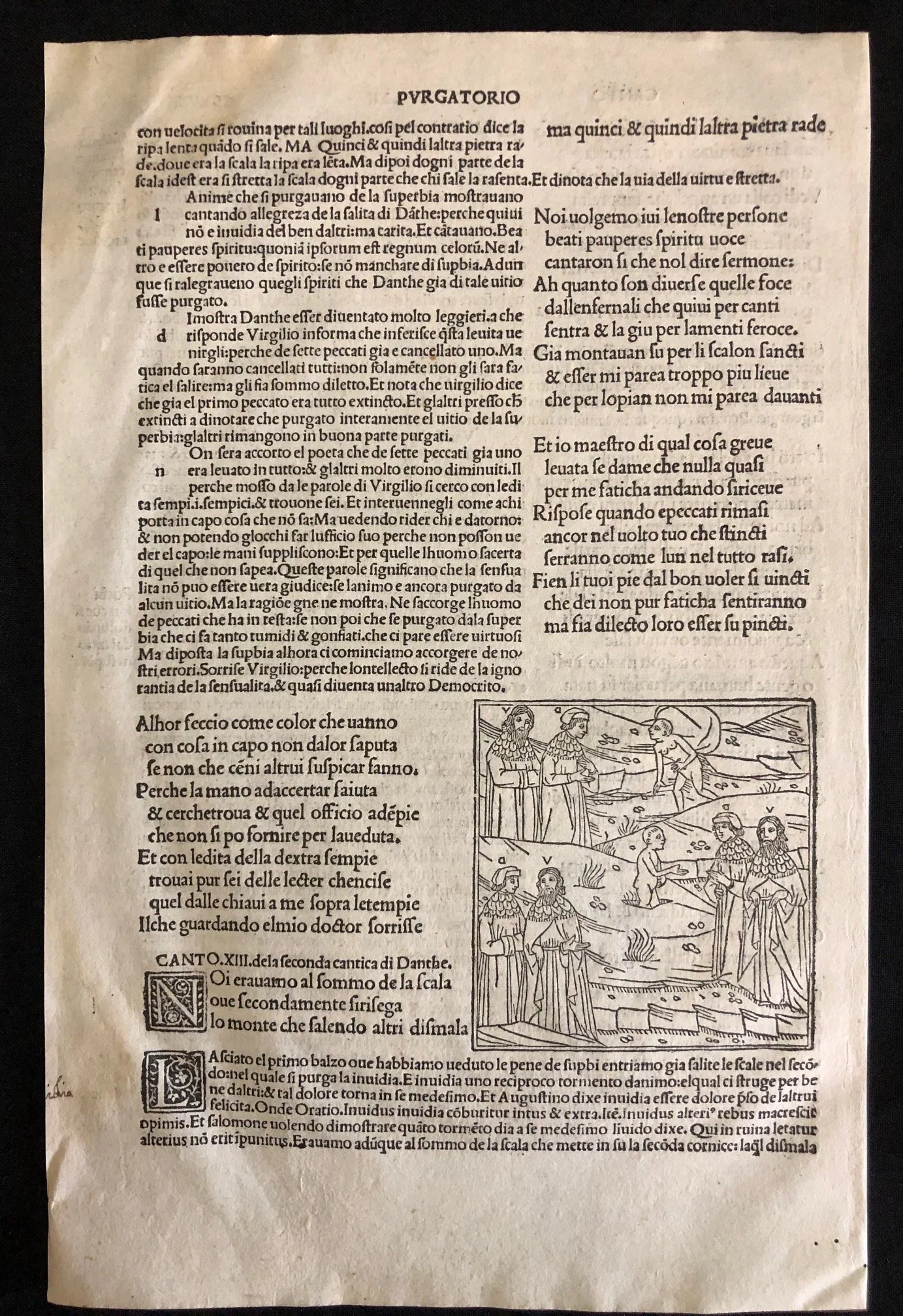 A Page from Dante Alighieri’s Divina Commedia (Divine Comedy). Incunabula, c.1491