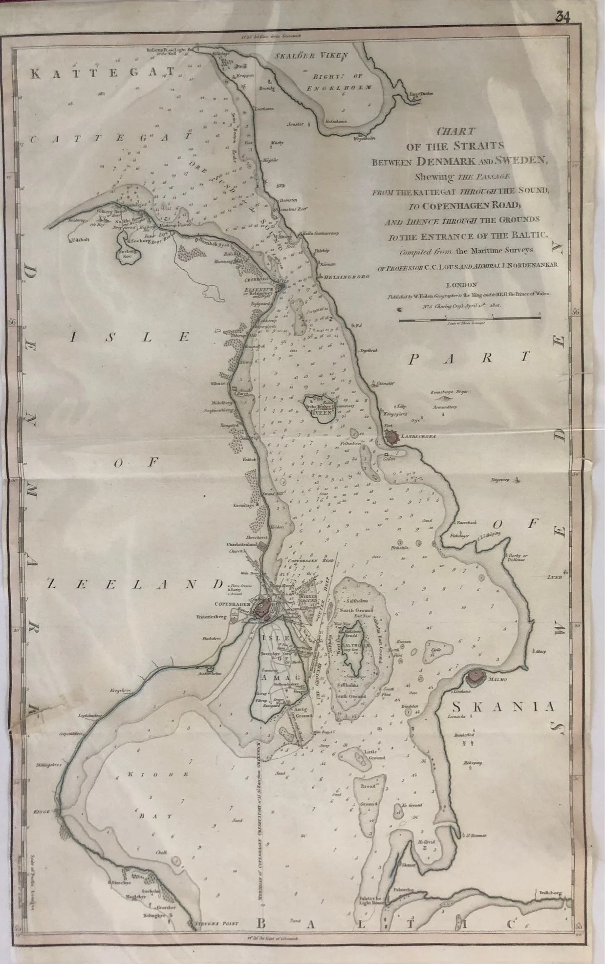 Sea Chart of The Straits between Denmark and Sweden c.1801