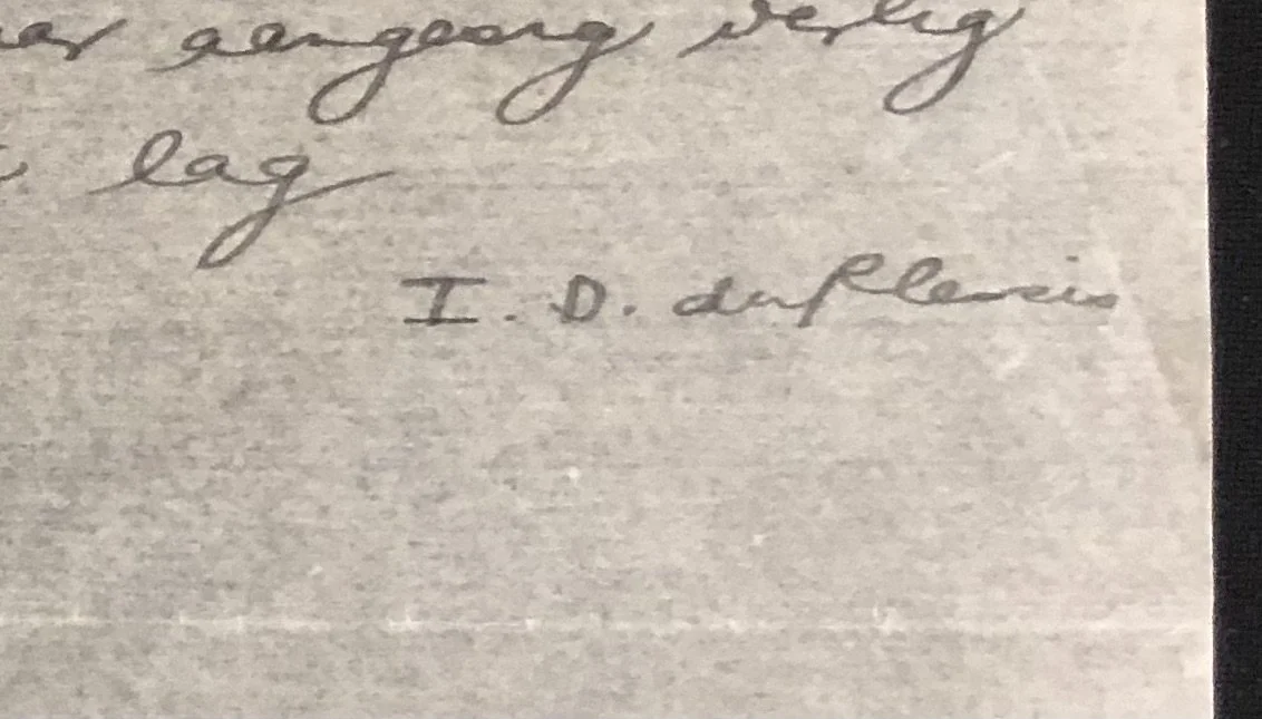 “Glimlag” a manuscript poem by I.D. du Plessis (c. 1950’s)