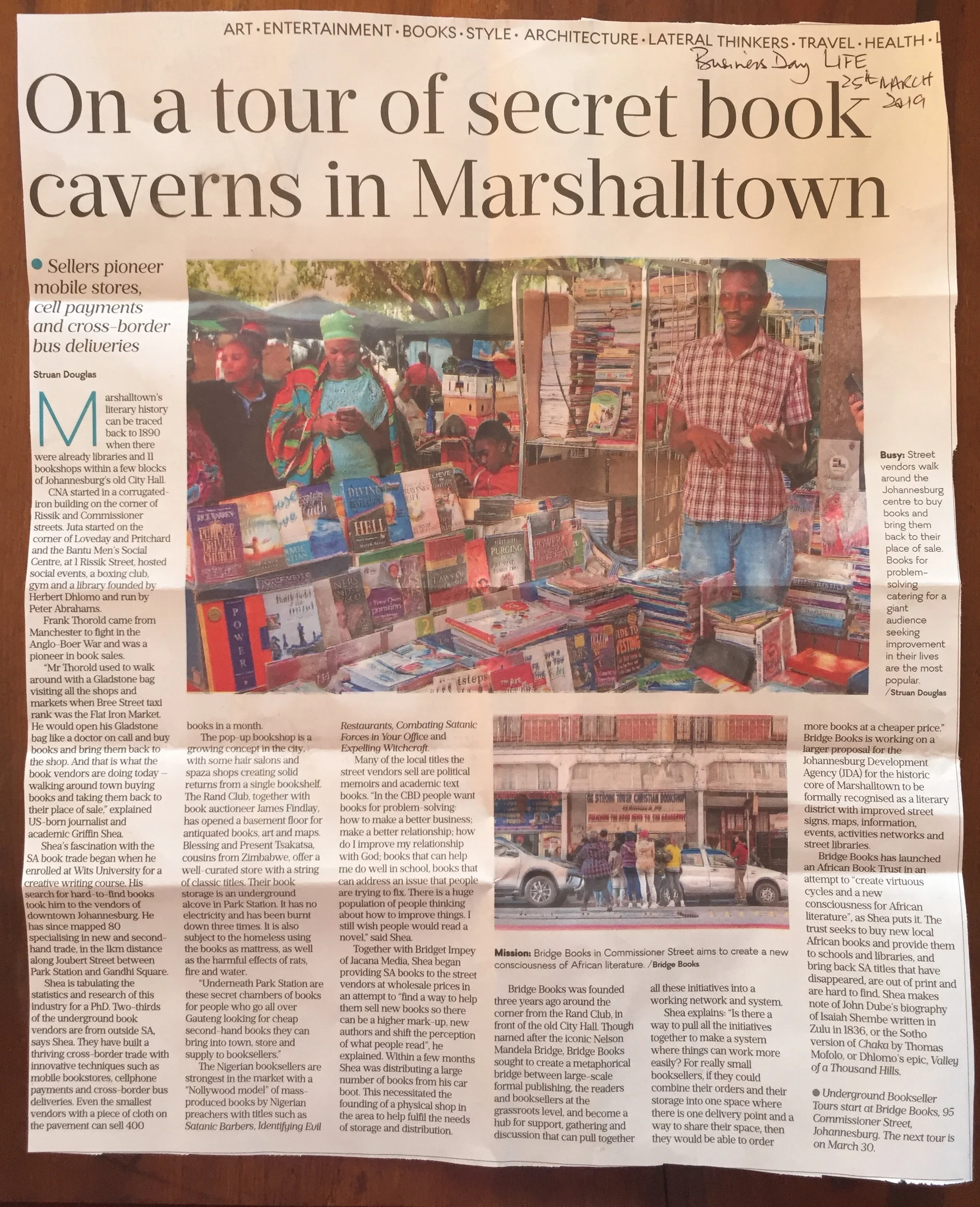 James Findlay – On a tour of secret book caverns in Marshalltown – Business Day 28 March 2019