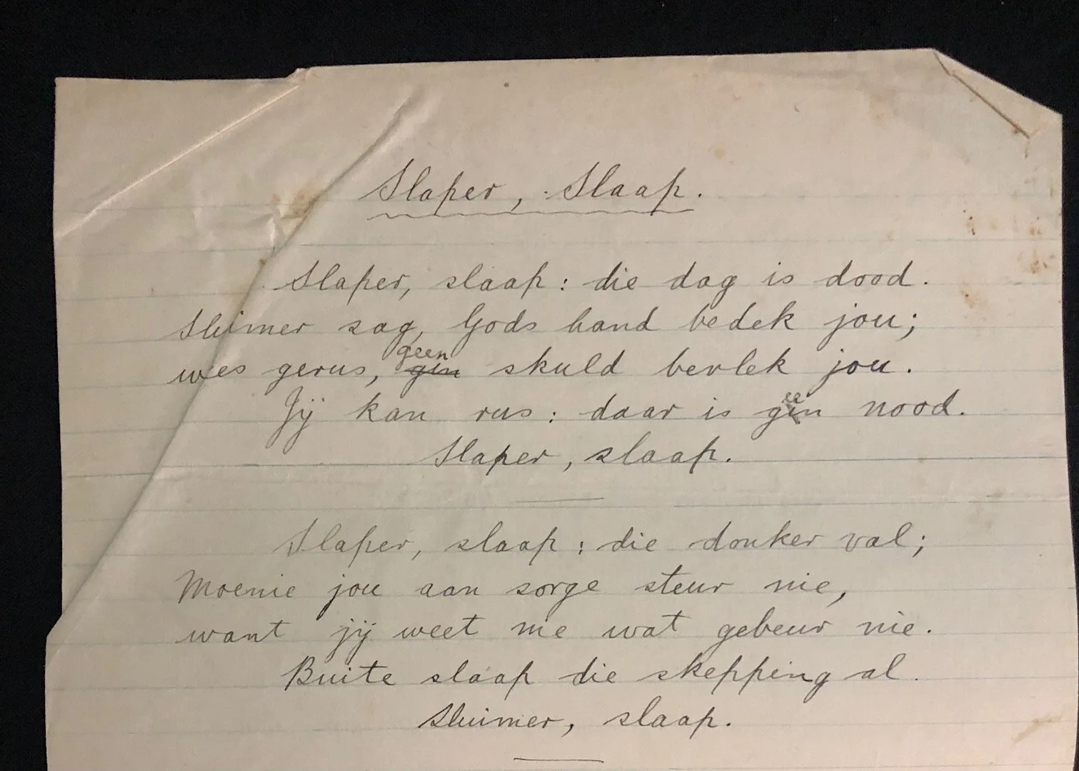 A Manuscript Poem by Dirk Mostert (c.1960)