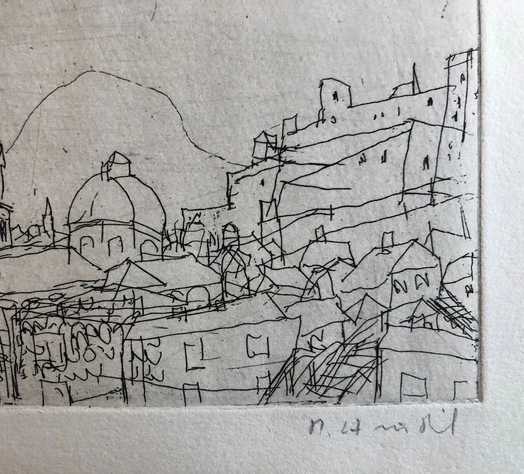 Salzburg Churches and Fortress by Rudolf Hradil c.1970 Signed 2/10