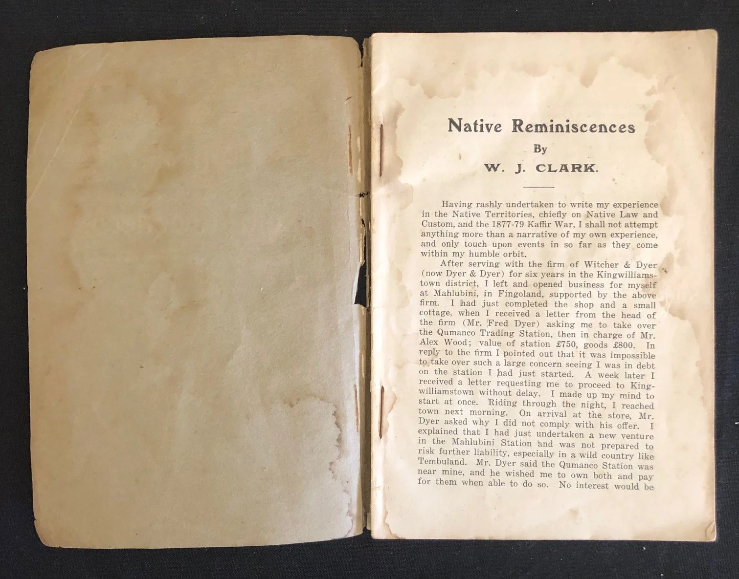 Native Reminiscences by W.J. Clarke. c. 1885