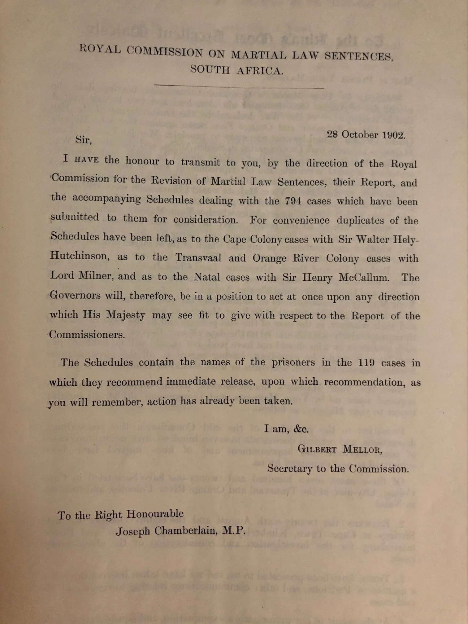 Martial Law Sentences - Boer War (1902)