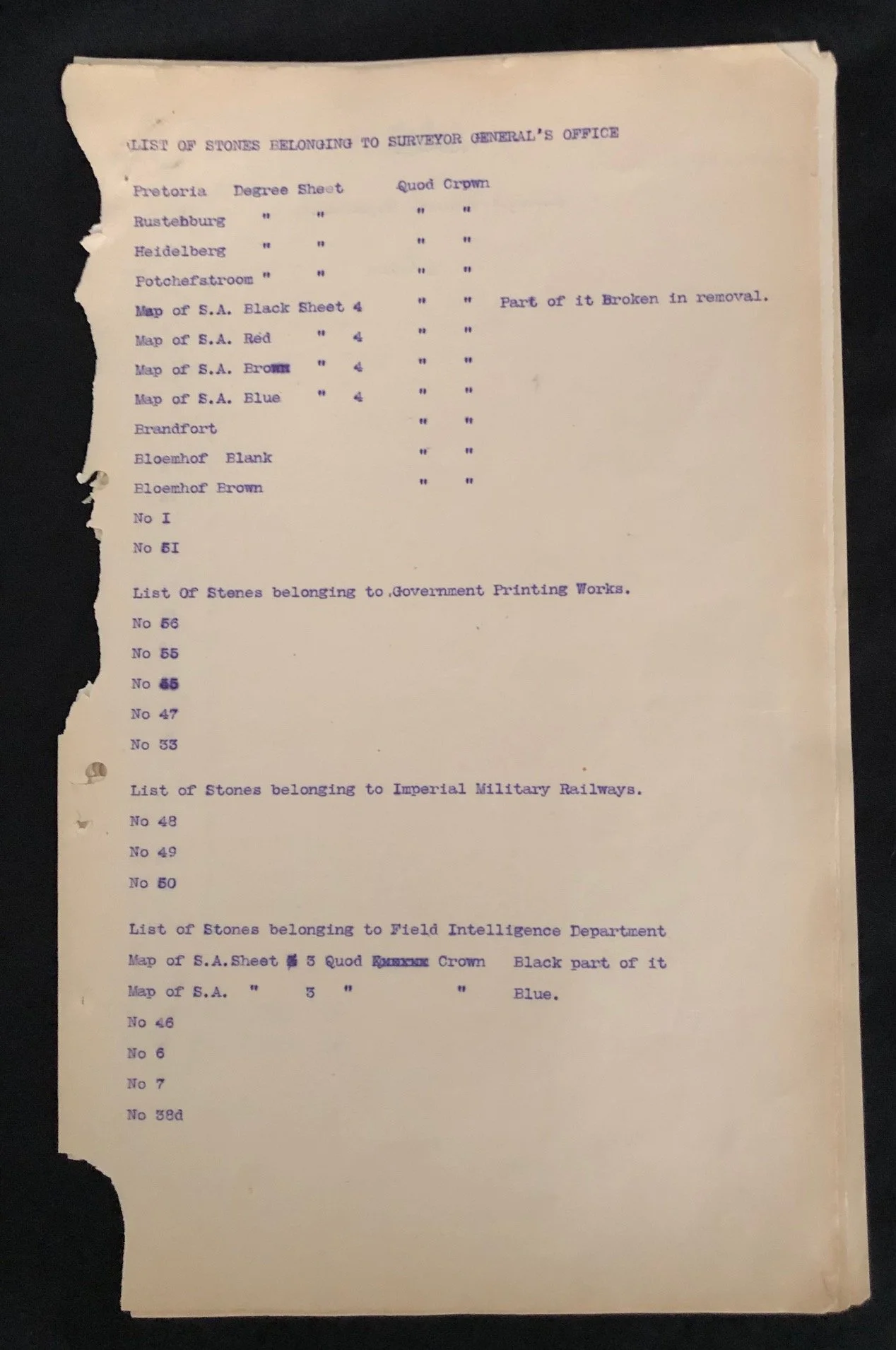 The Mendelssohn Map Lithographic Requisition - Boer War