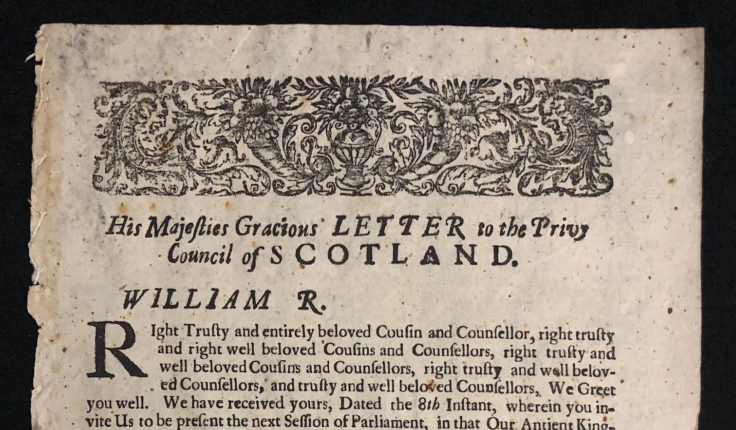 Broadside: King William III (William of Orange) - Scotland (1690)