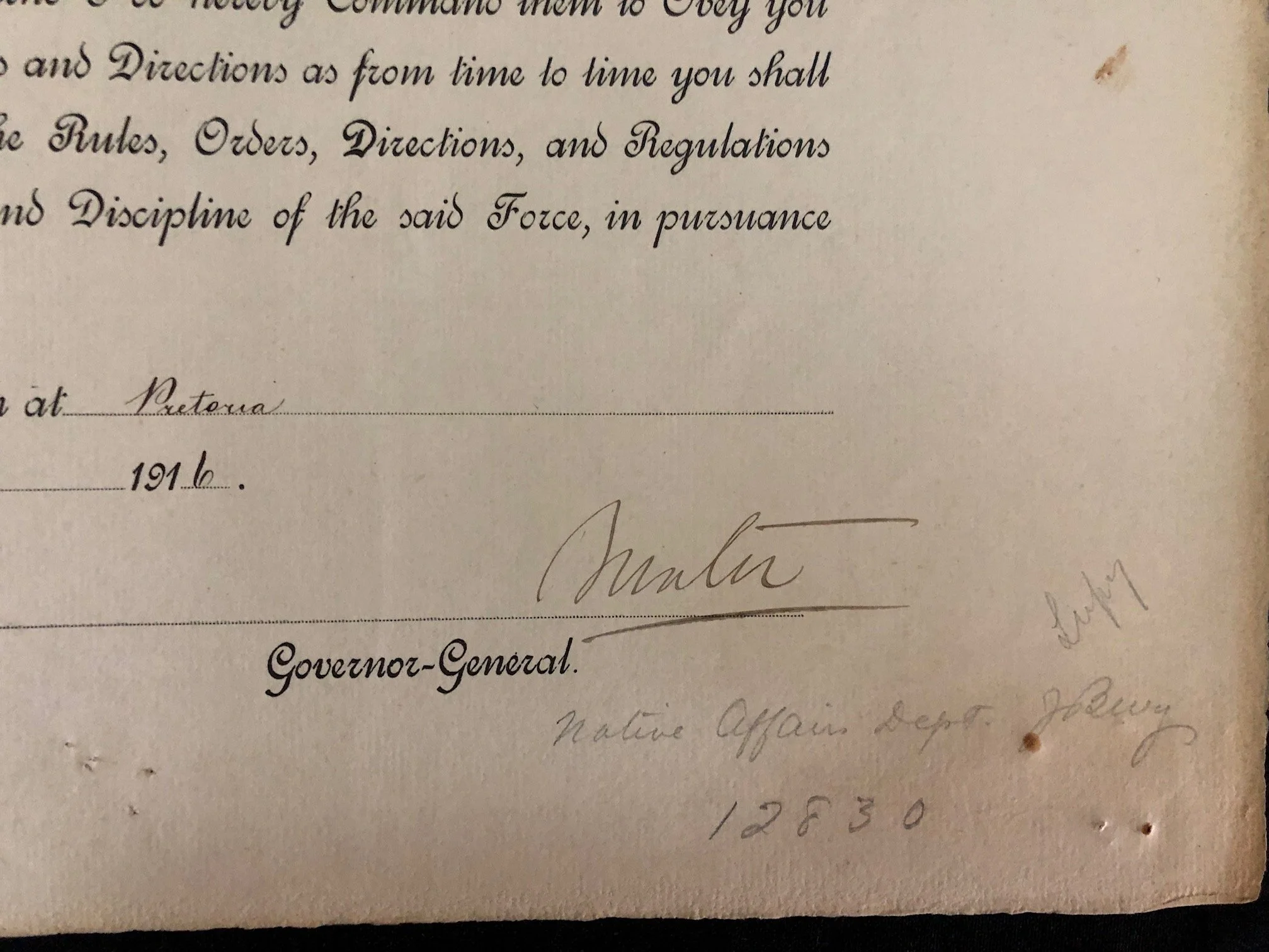 Official commission document appointing Tytherleigh as a Temporary Captain in the Active Citizen Force (1916)