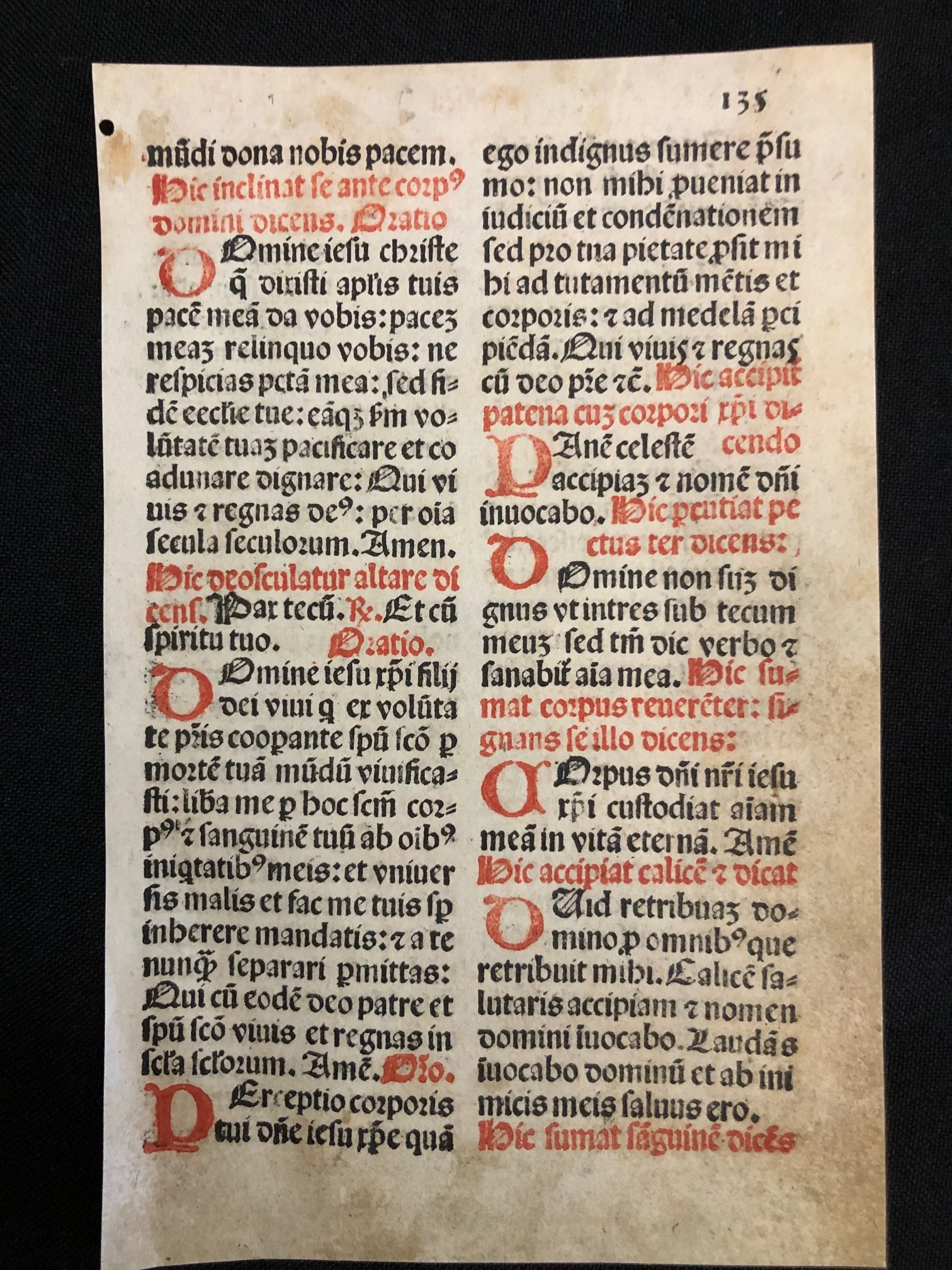A leaf from a late 15th-century incunable Missal