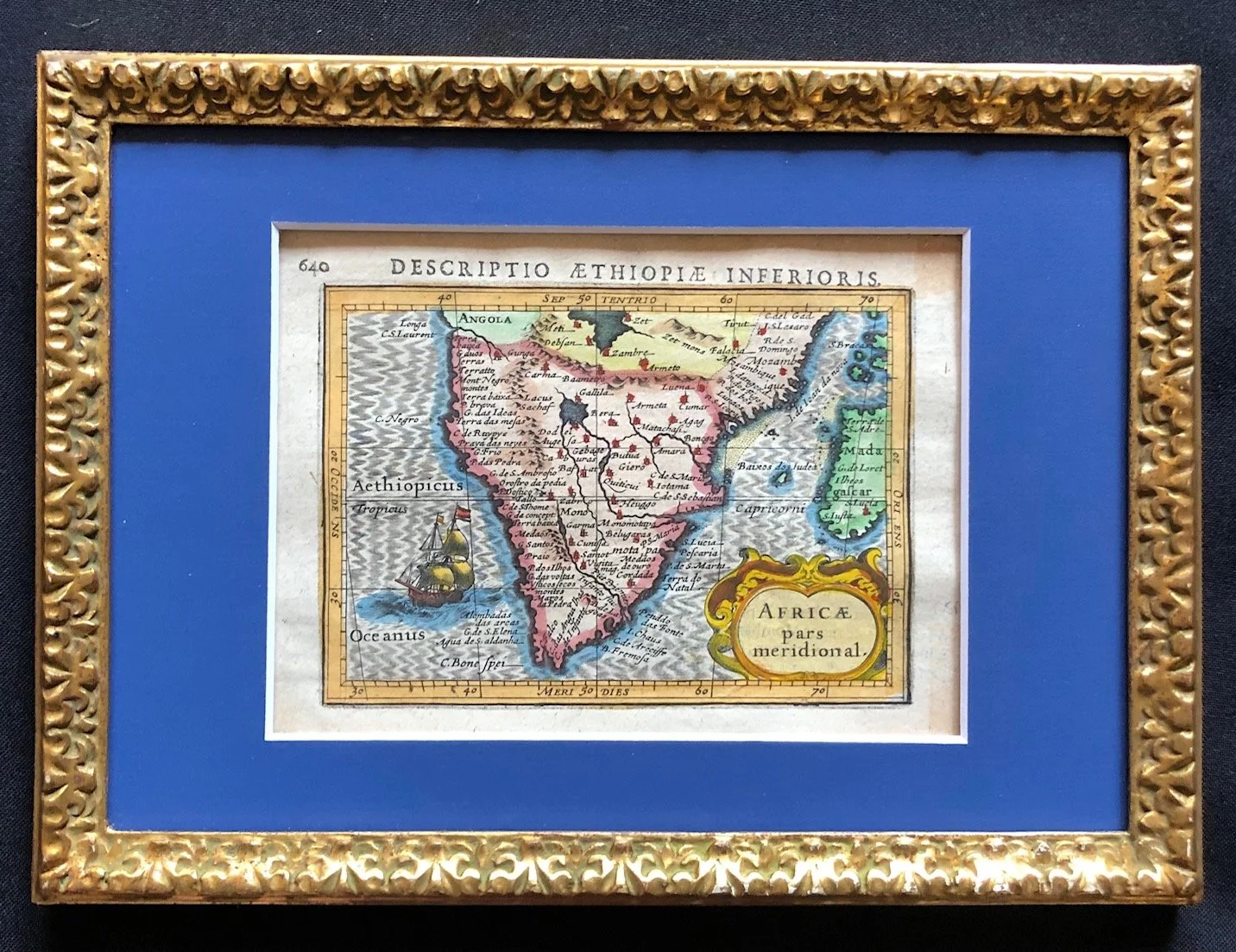 Southern Africa by Petrus Bertius (c.1618) framed