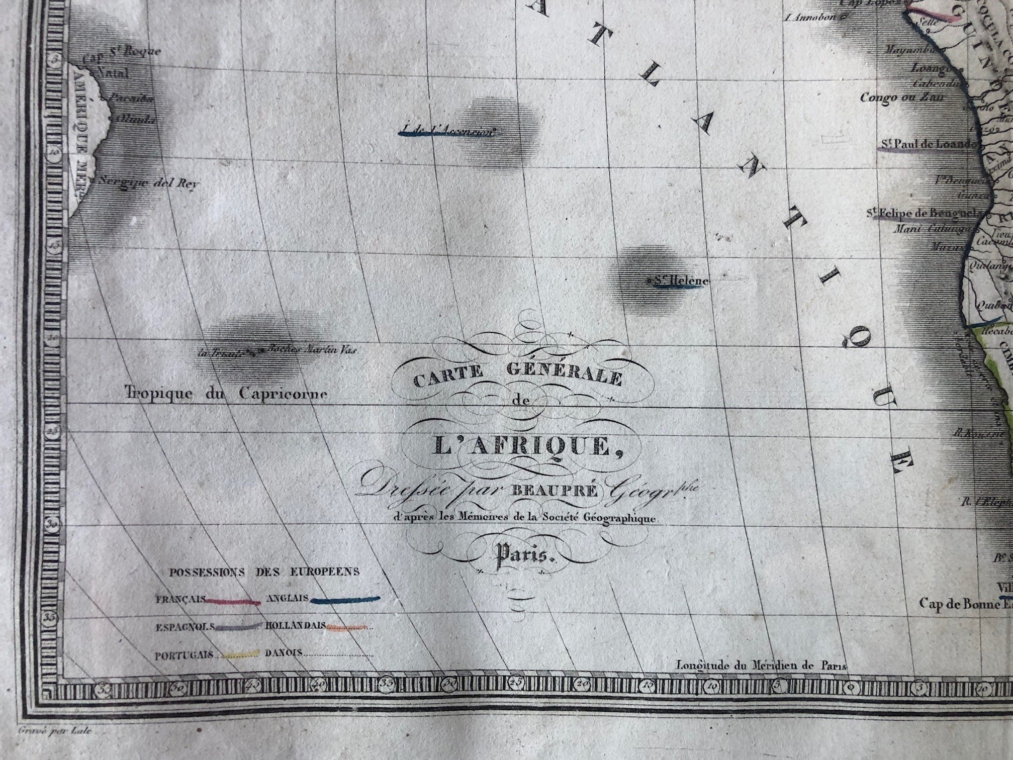 "Carte Générale de l'Afrique," by French geographer Beaupré (1830s)