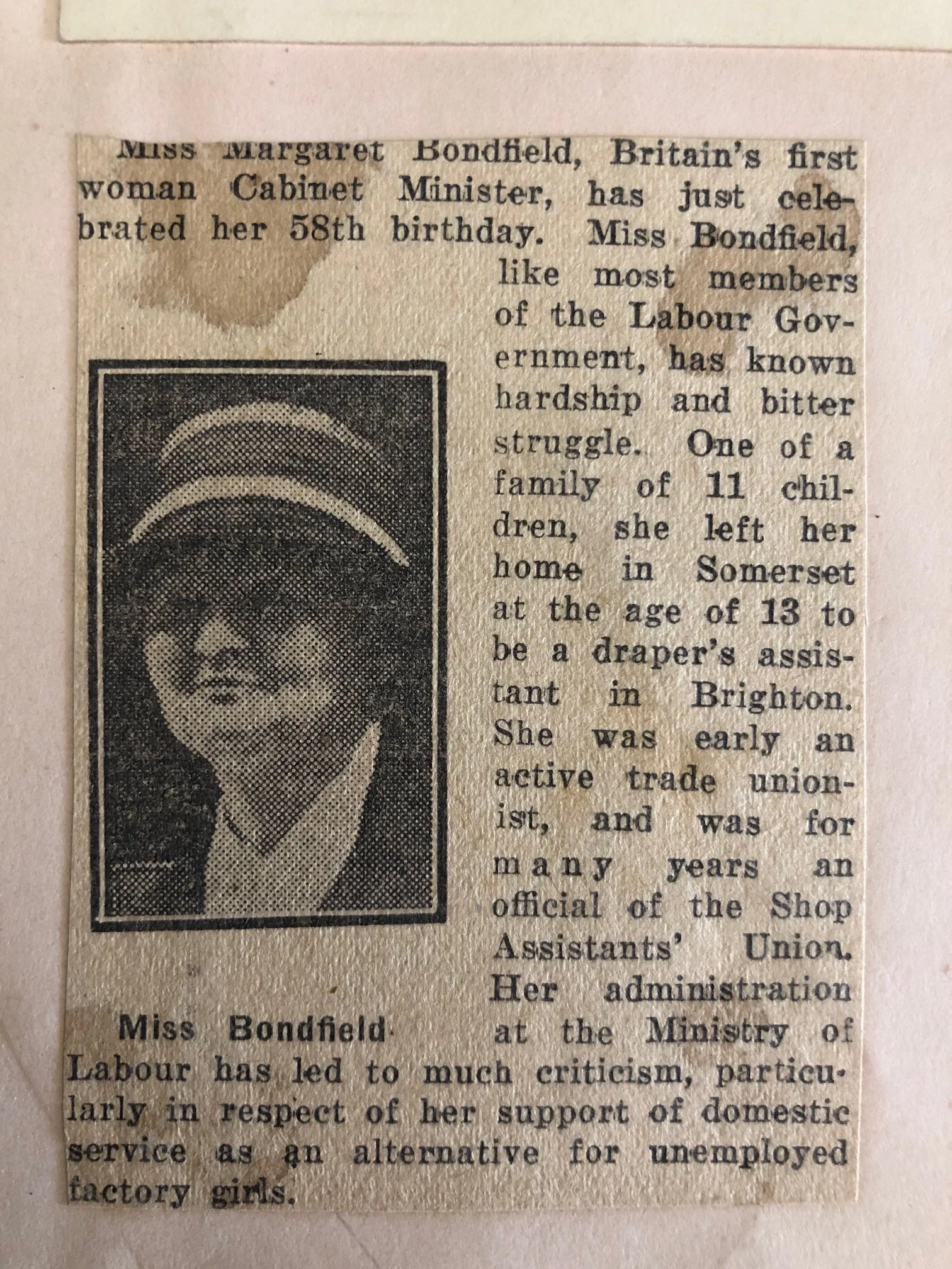 Autograph: British Politician, Margaret Bondfield (c.1931)