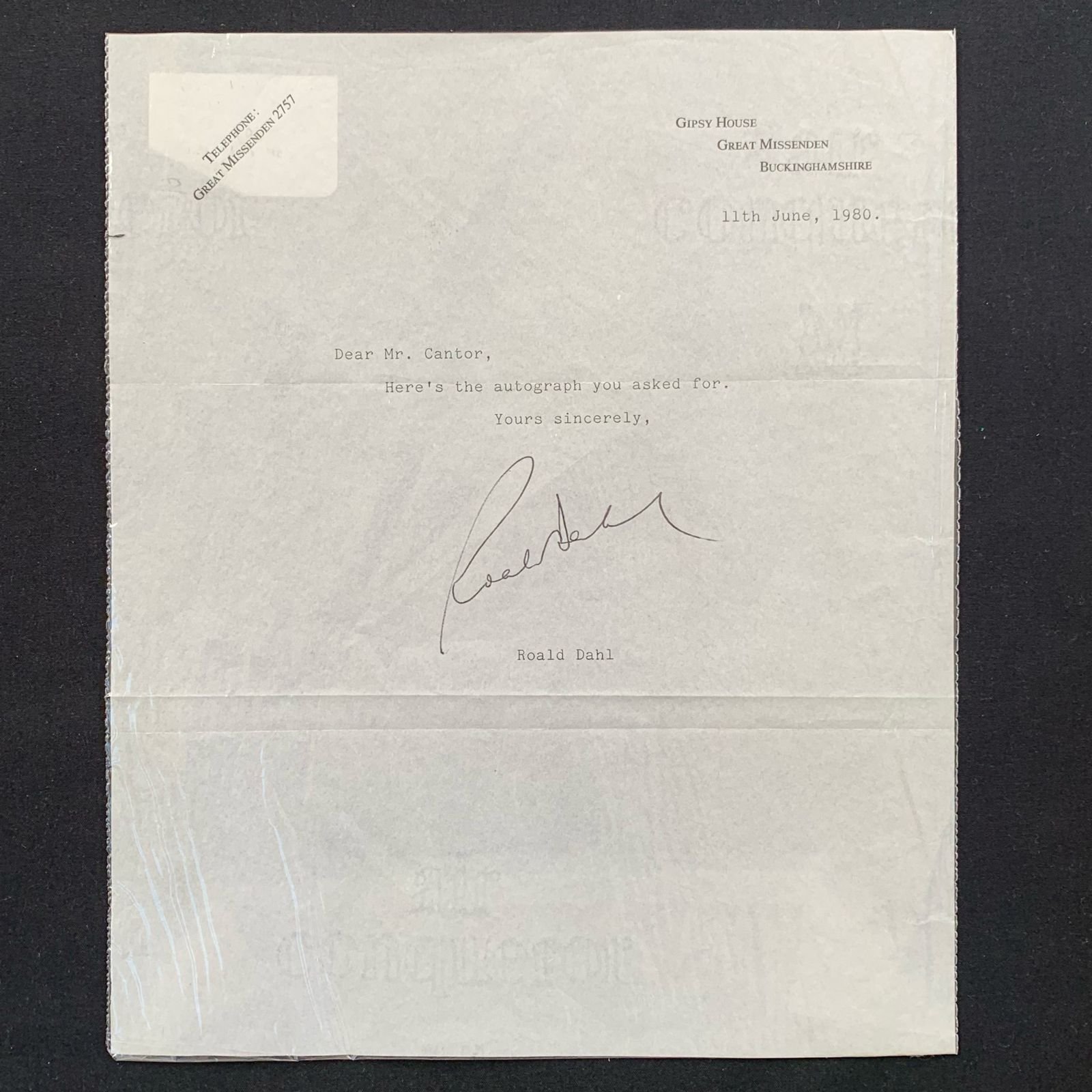 Autograph: Roald Dahl 1980 R1,000